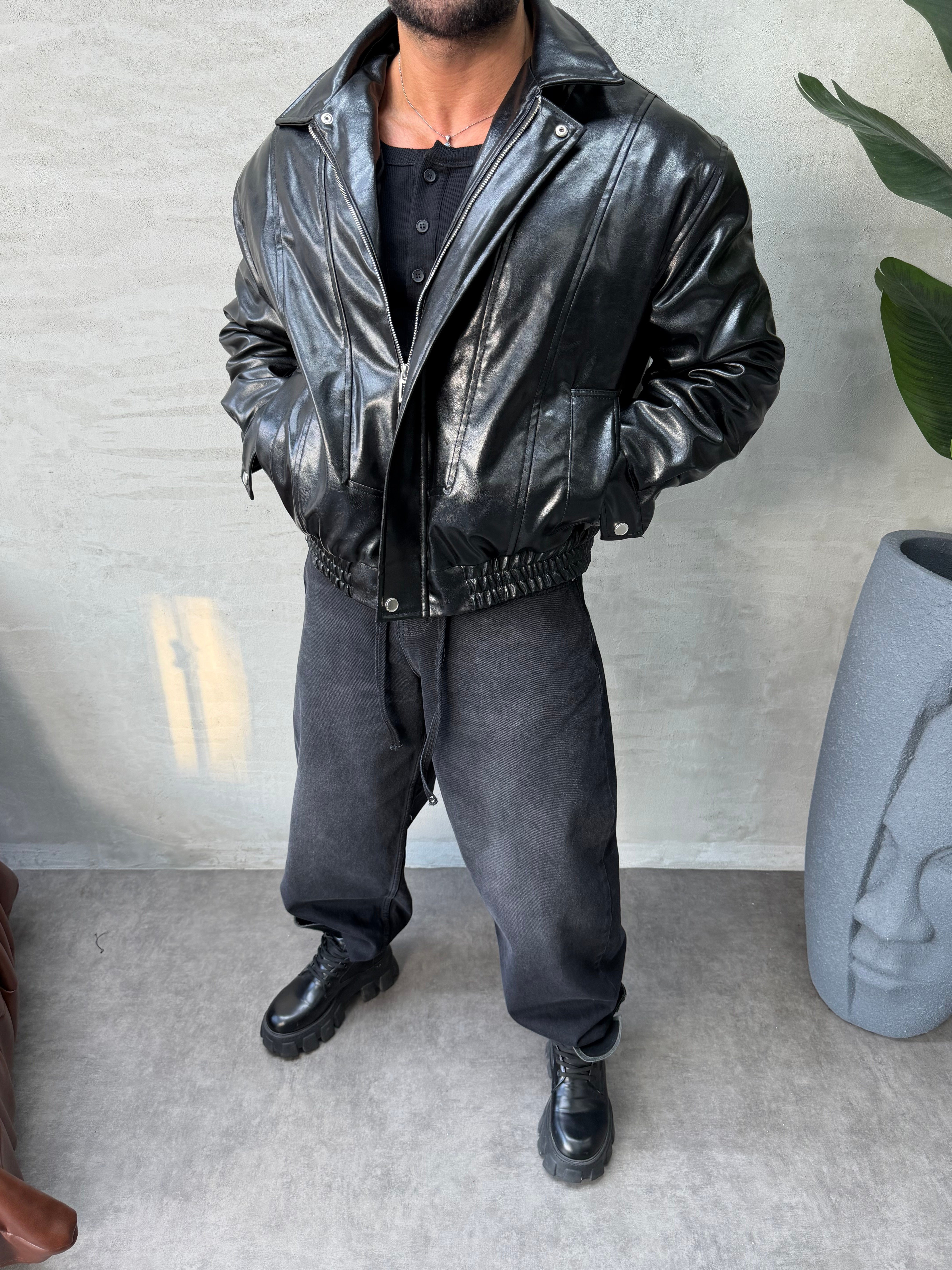 PREMIUM SERİ OVERSIZE BOMBER MONT SİYAH 