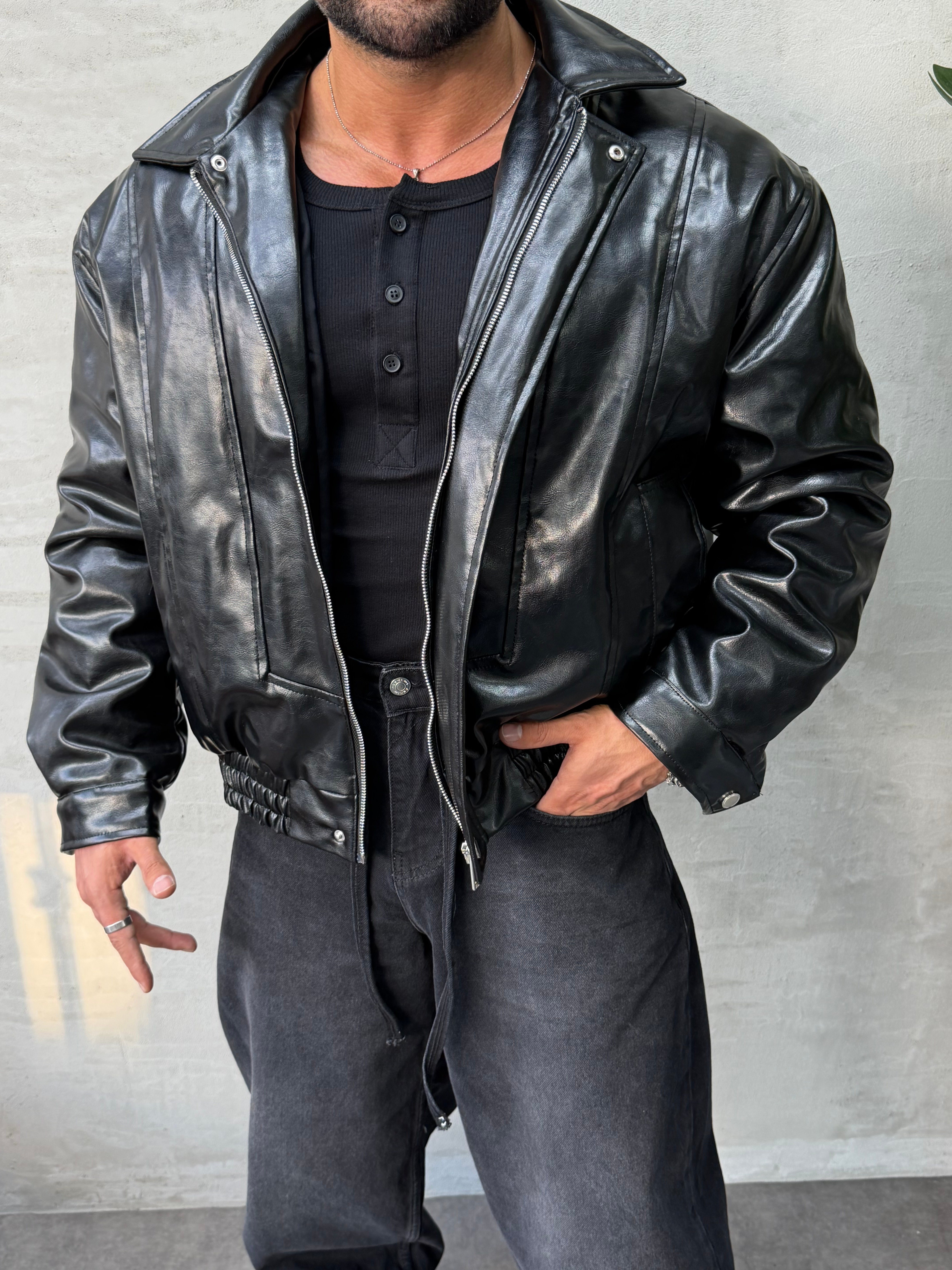 PREMIUM SERİ OVERSIZE BOMBER MONT SİYAH 