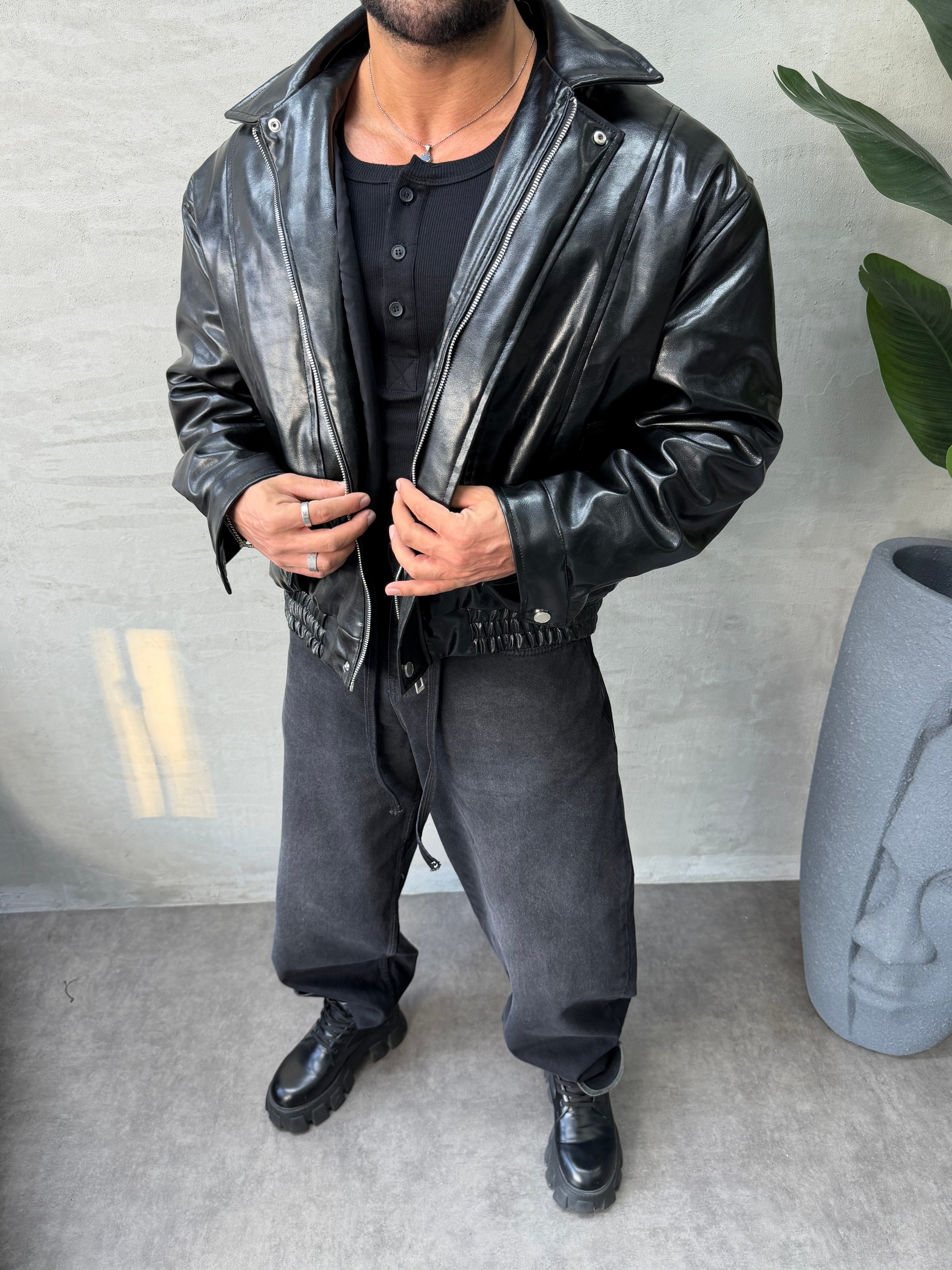 PREMIUM SERİ OVERSIZE BOMBER MONT SİYAH 