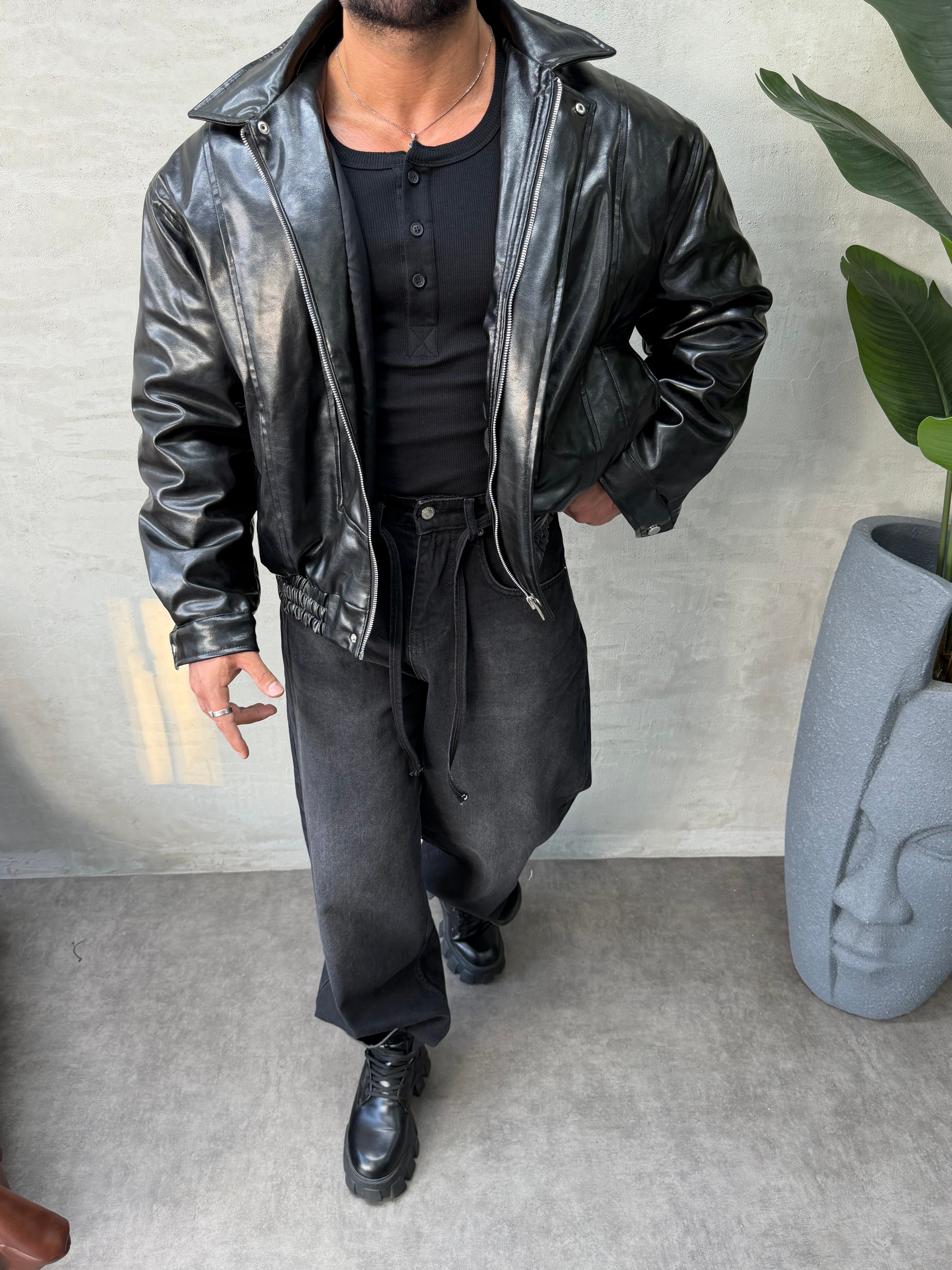 PREMIUM SERİ OVERSIZE BOMBER MONT SİYAH 