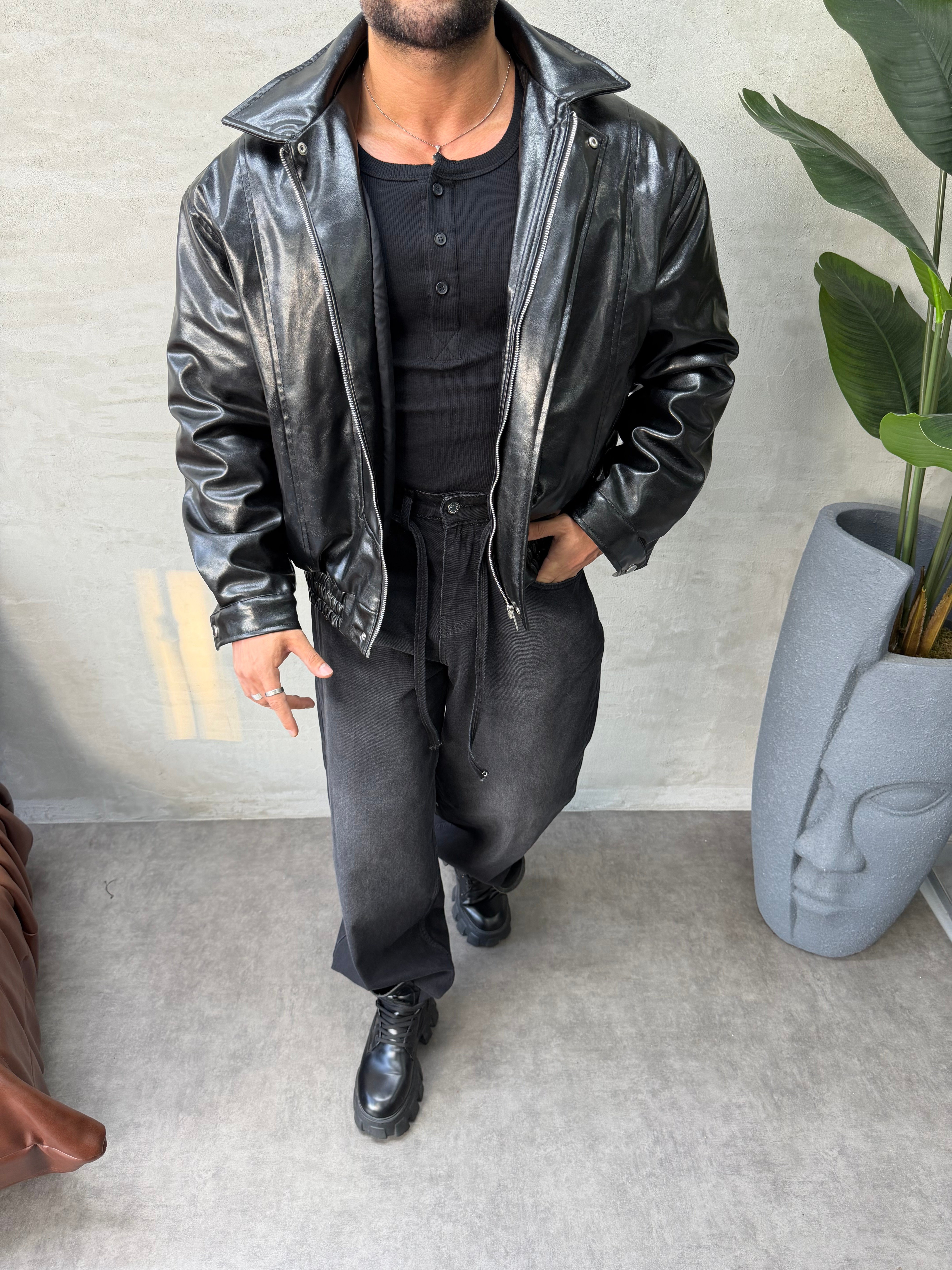 PREMIUM SERİ OVERSIZE BOMBER MONT SİYAH 