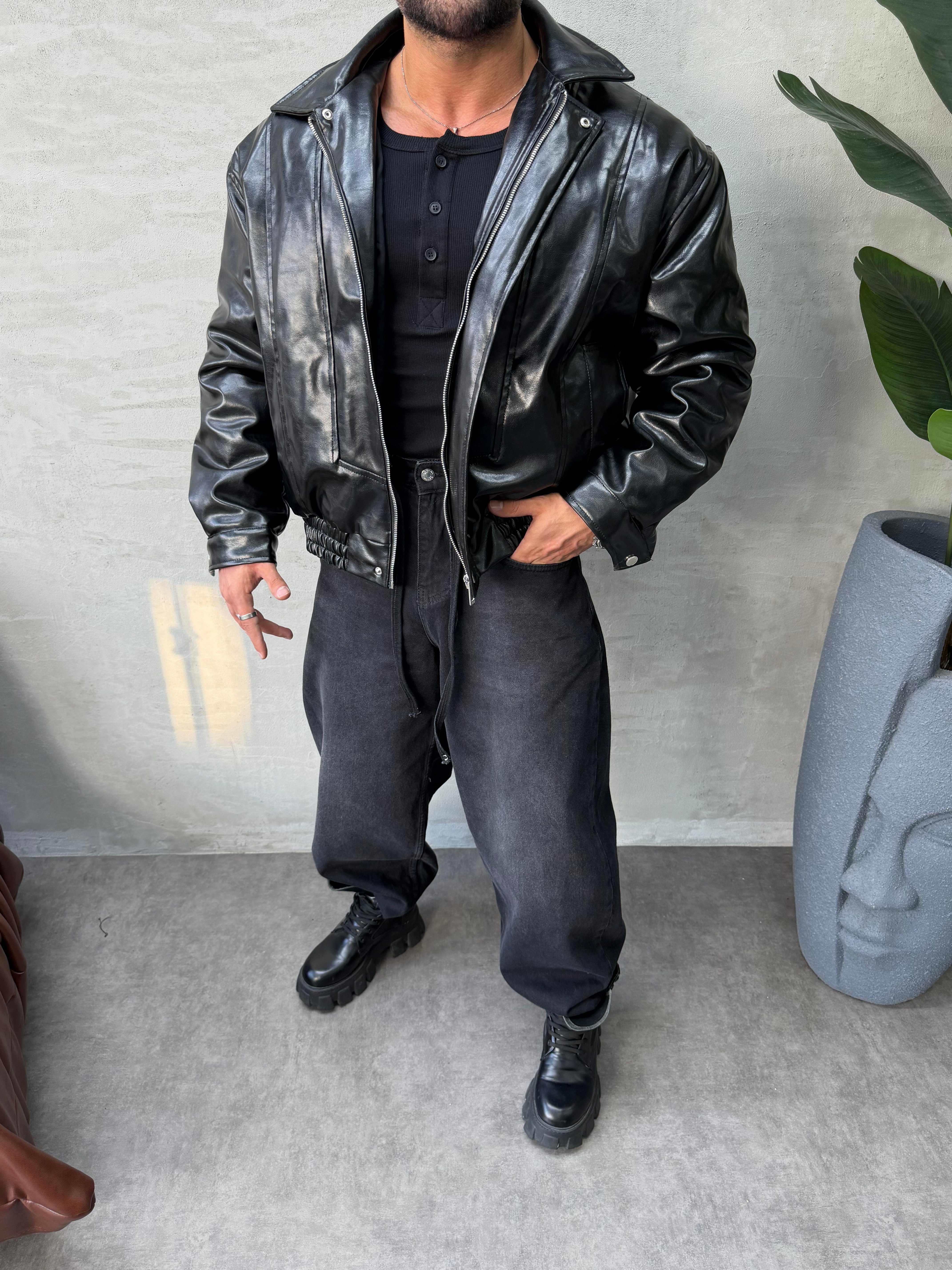 PREMIUM SERİ OVERSIZE BOMBER MONT SİYAH 