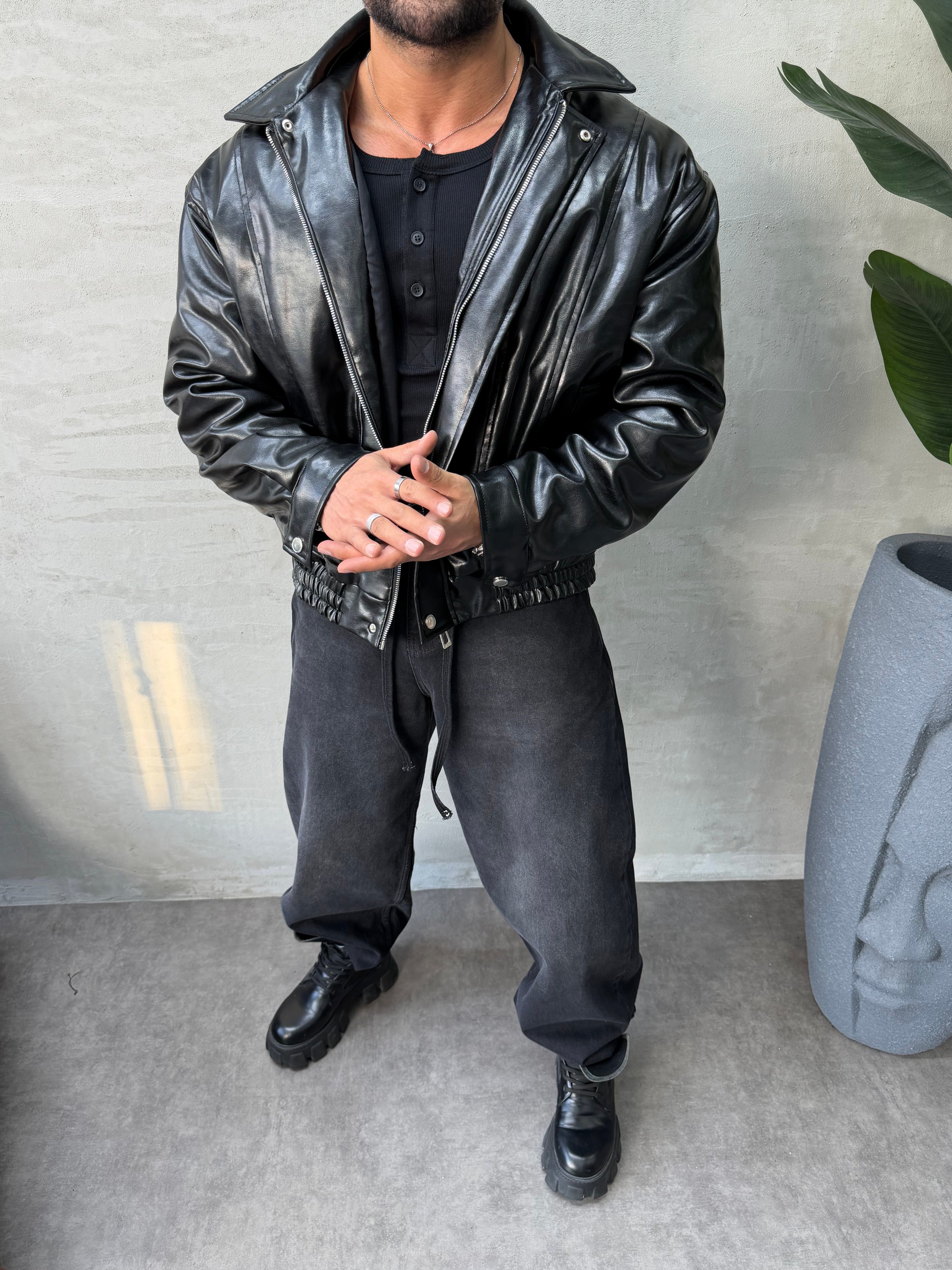 PREMIUM SERİ OVERSIZE BOMBER MONT SİYAH 