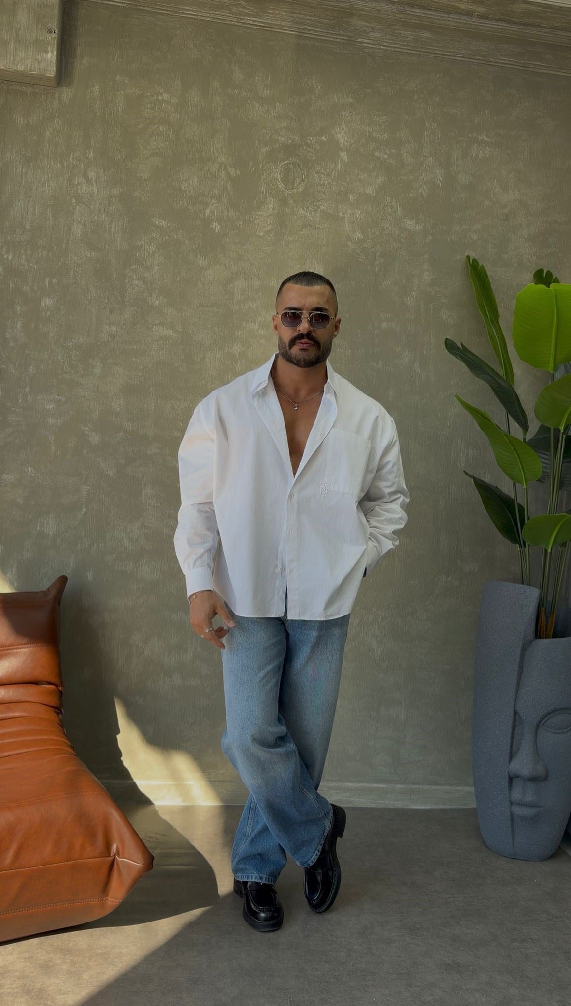 PREMİUM SERİ OVERSİZE CEP DETAYLI GÖMLEK BEYAZ