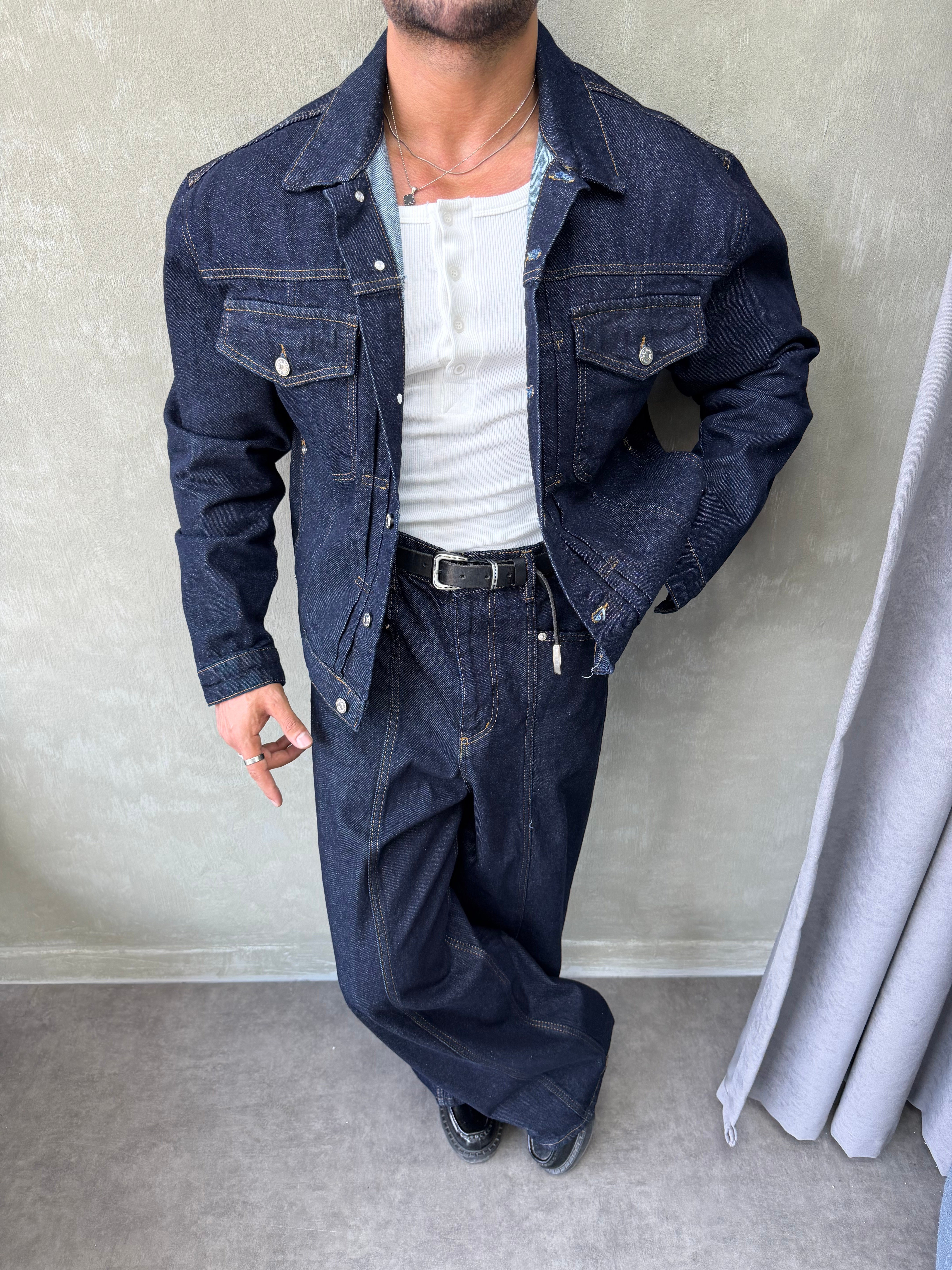 PREMIUM SERİ OVERSIZE DENİM TAKIM LACİVERT 