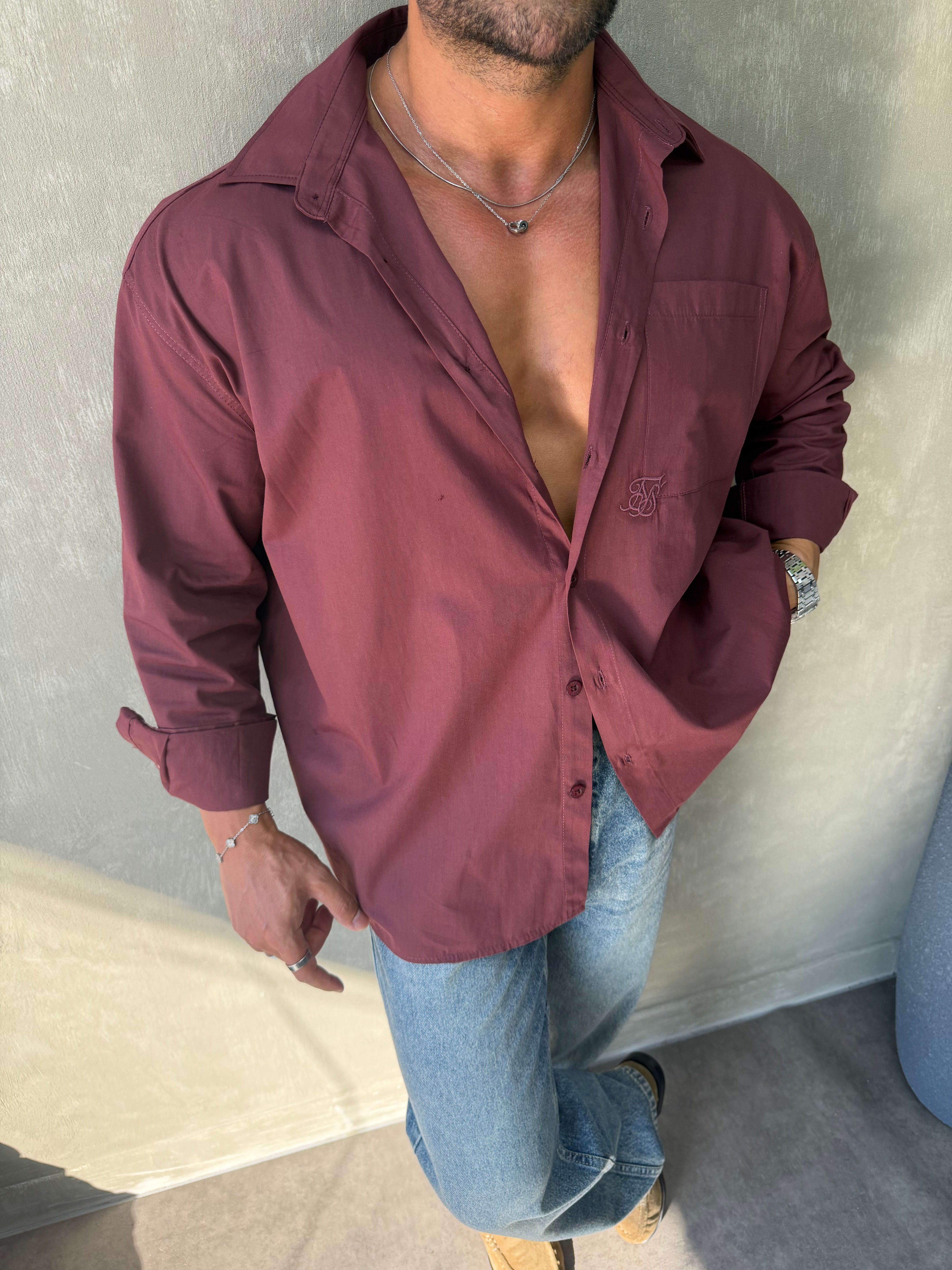 PREMIUM SERİ OVERSİZE GÖMLEK BORDO
