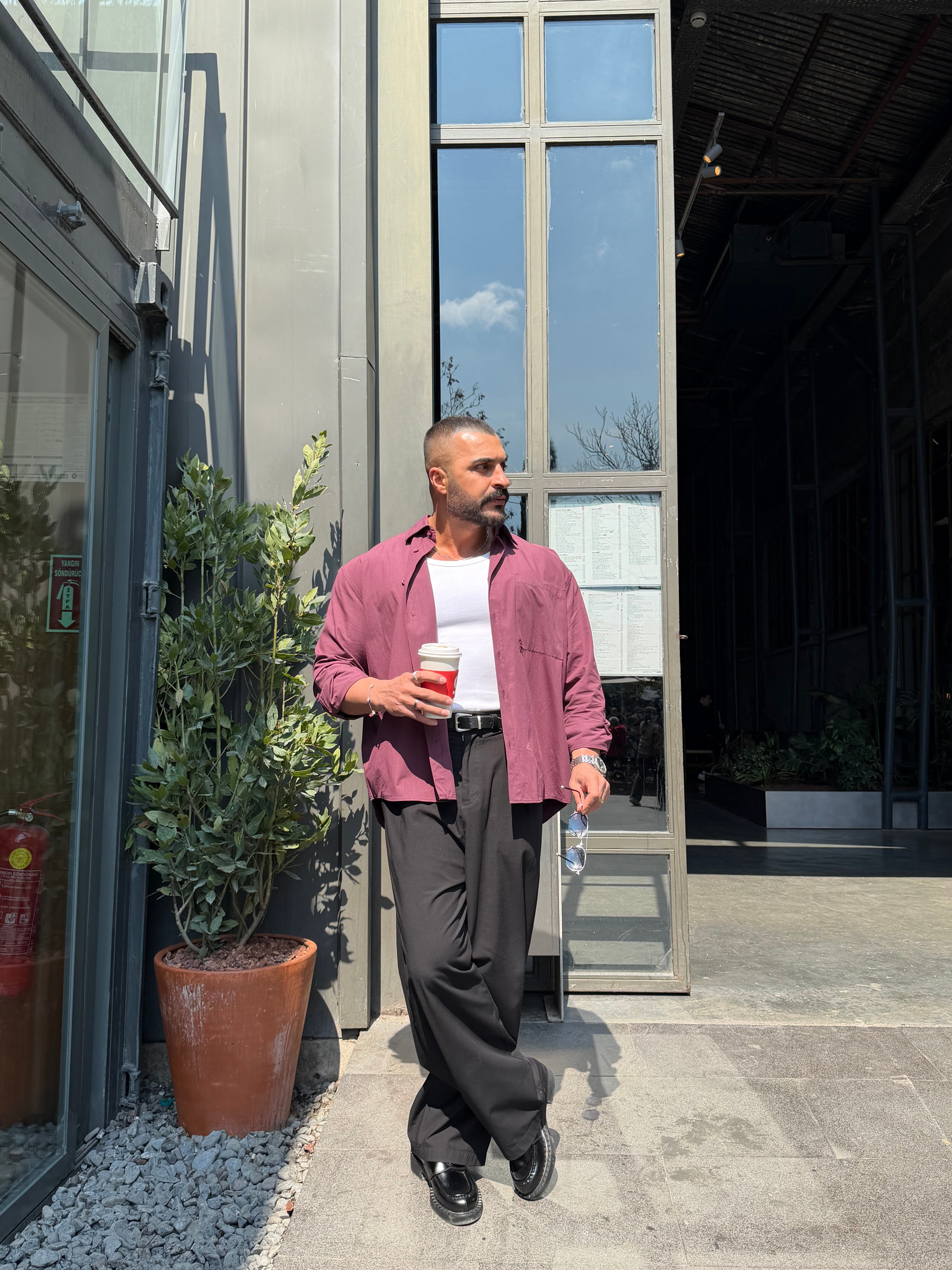 PREMIUM SERİ OVERSİZE GÖMLEK BORDO