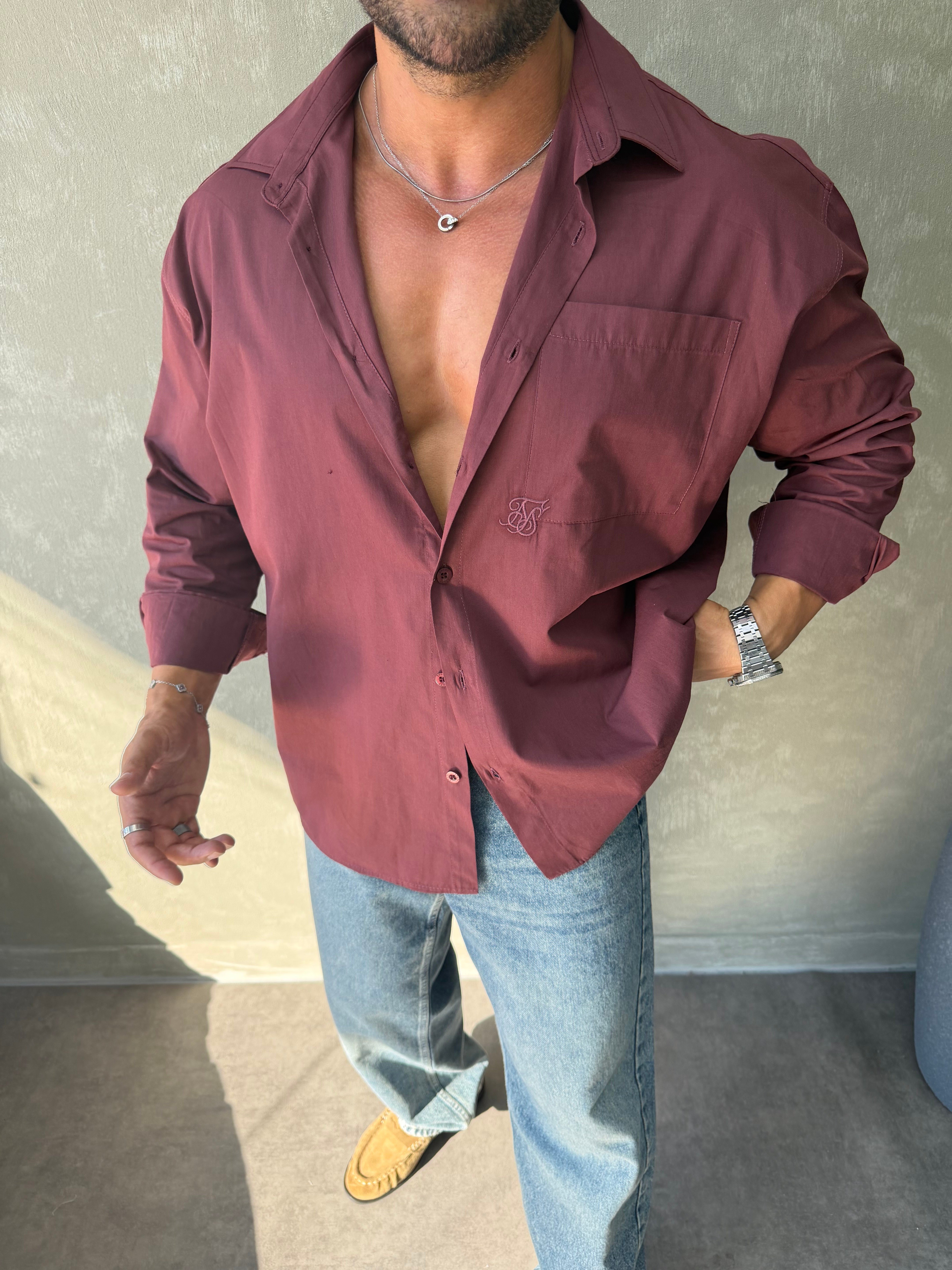 PREMIUM SERİ OVERSİZE GÖMLEK BORDO