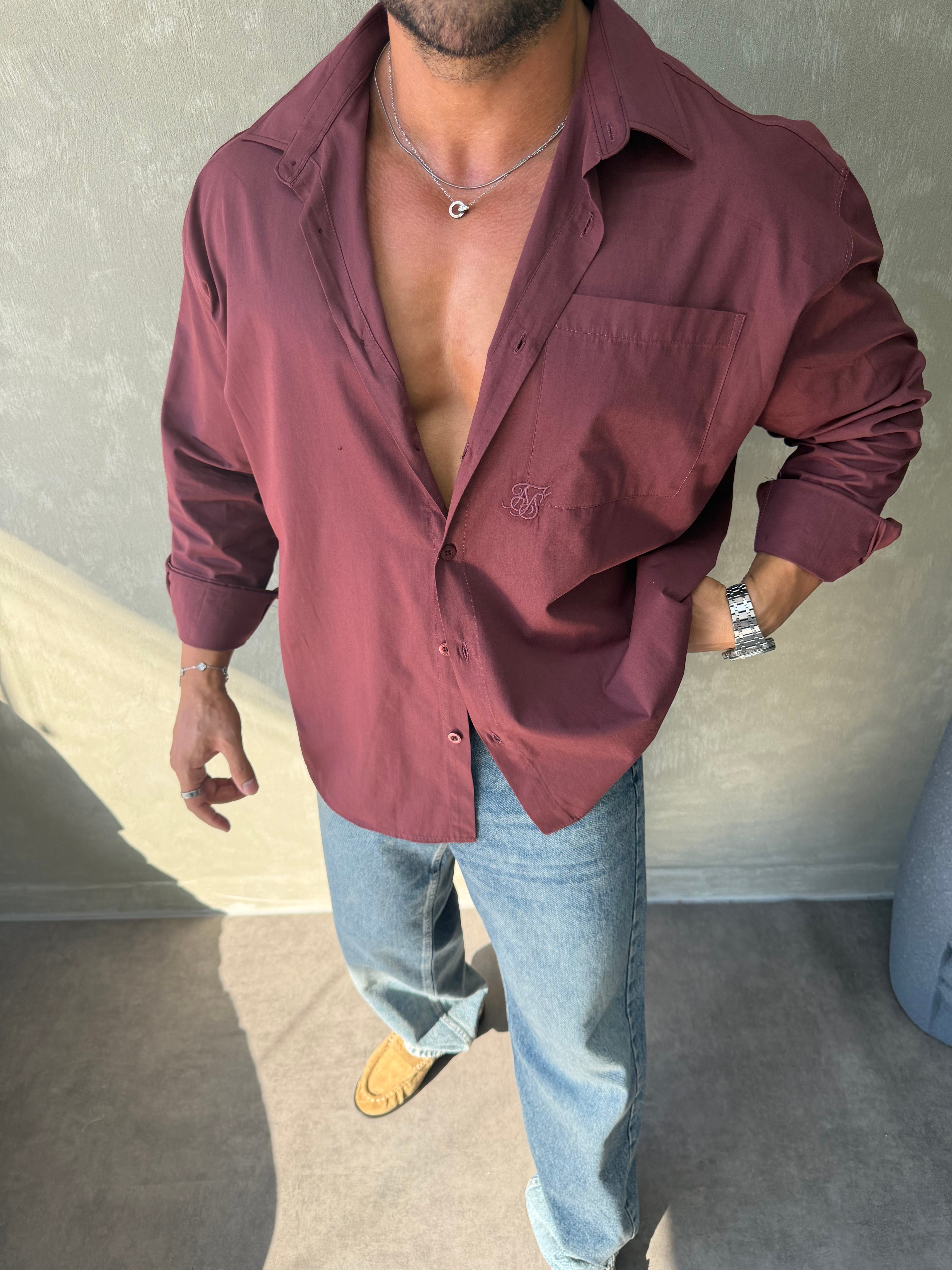 PREMIUM SERİ OVERSİZE GÖMLEK BORDO