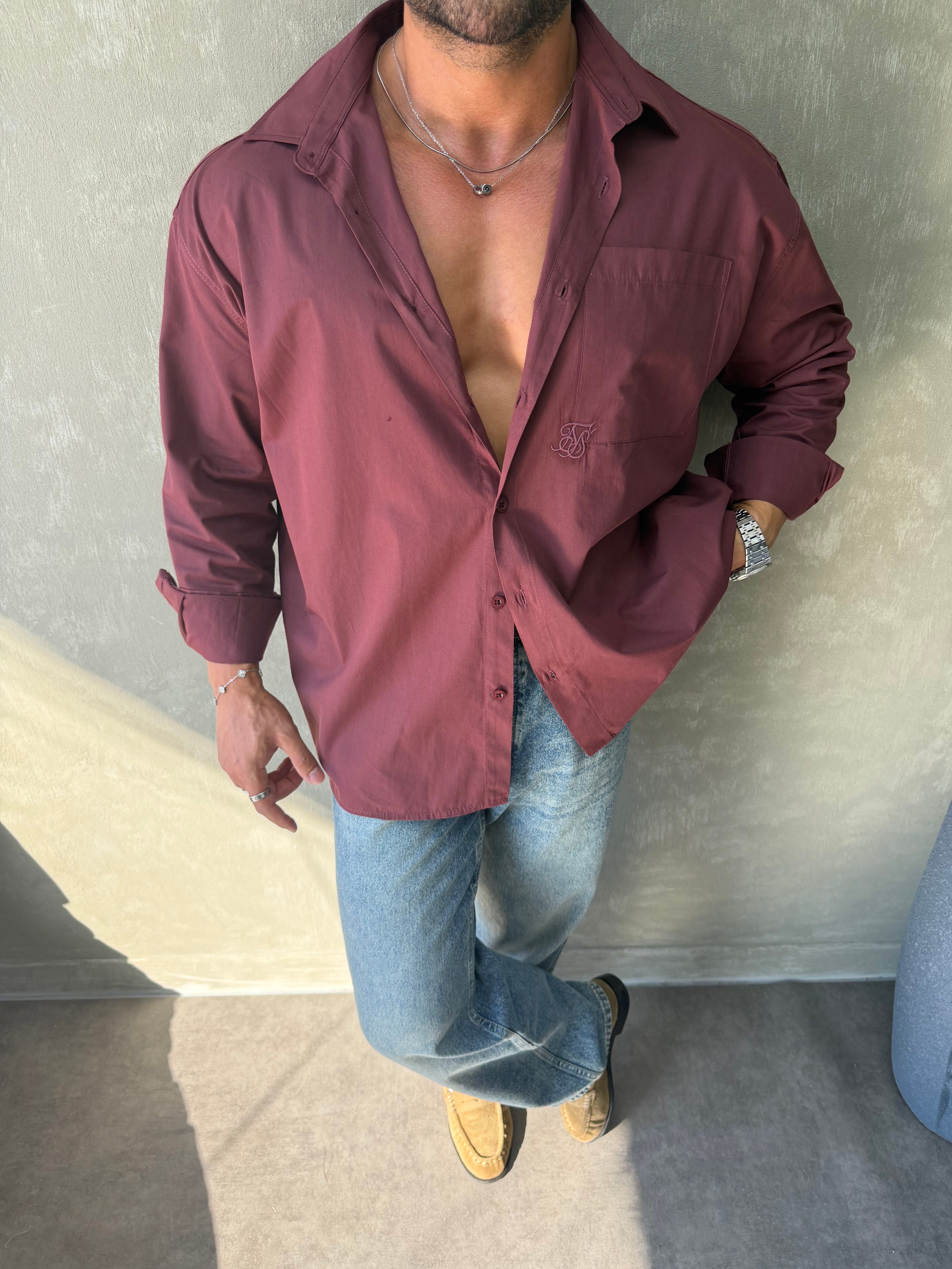 PREMIUM SERİ OVERSİZE GÖMLEK BORDO