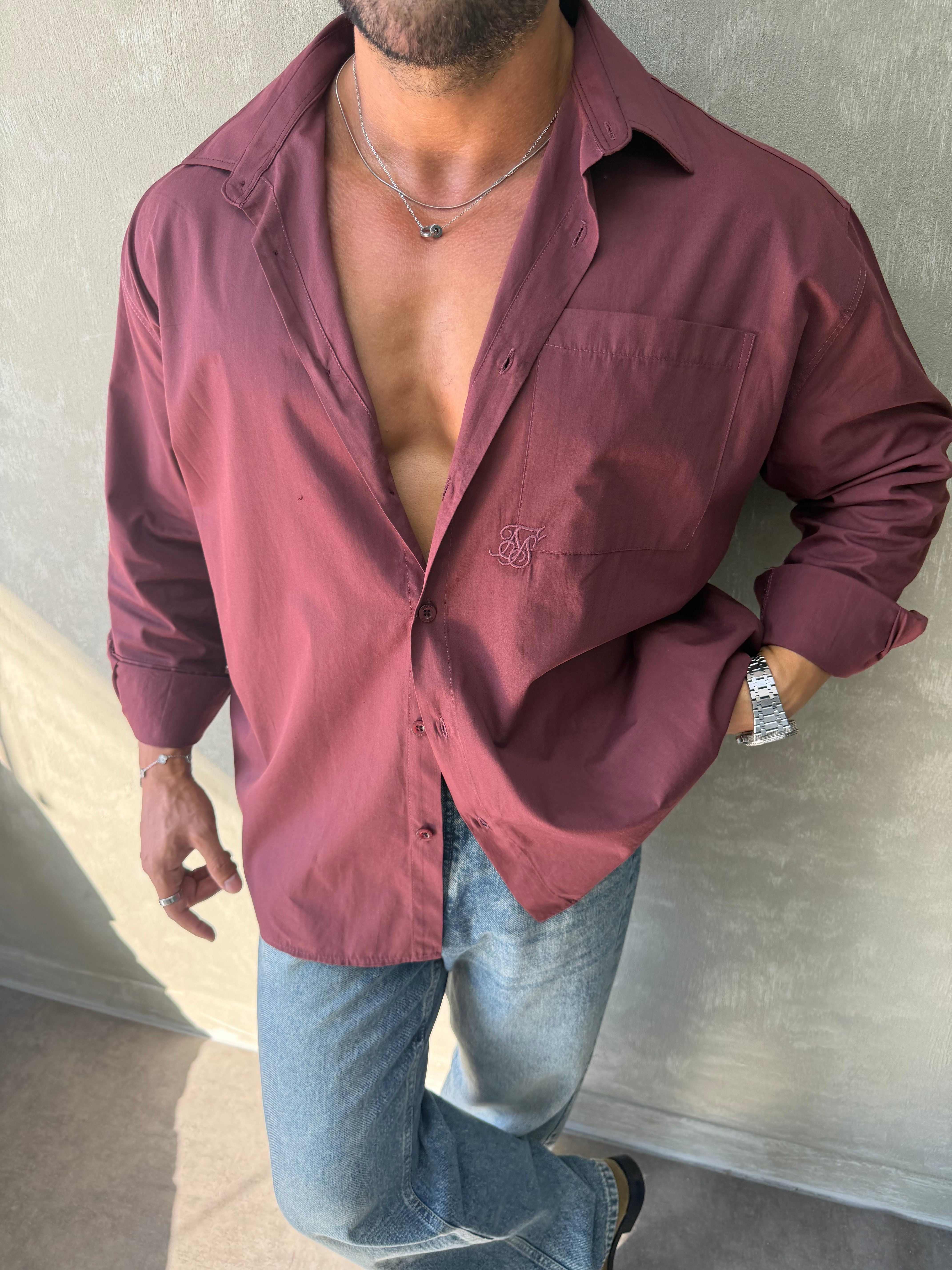 PREMIUM SERİ OVERSİZE GÖMLEK BORDO