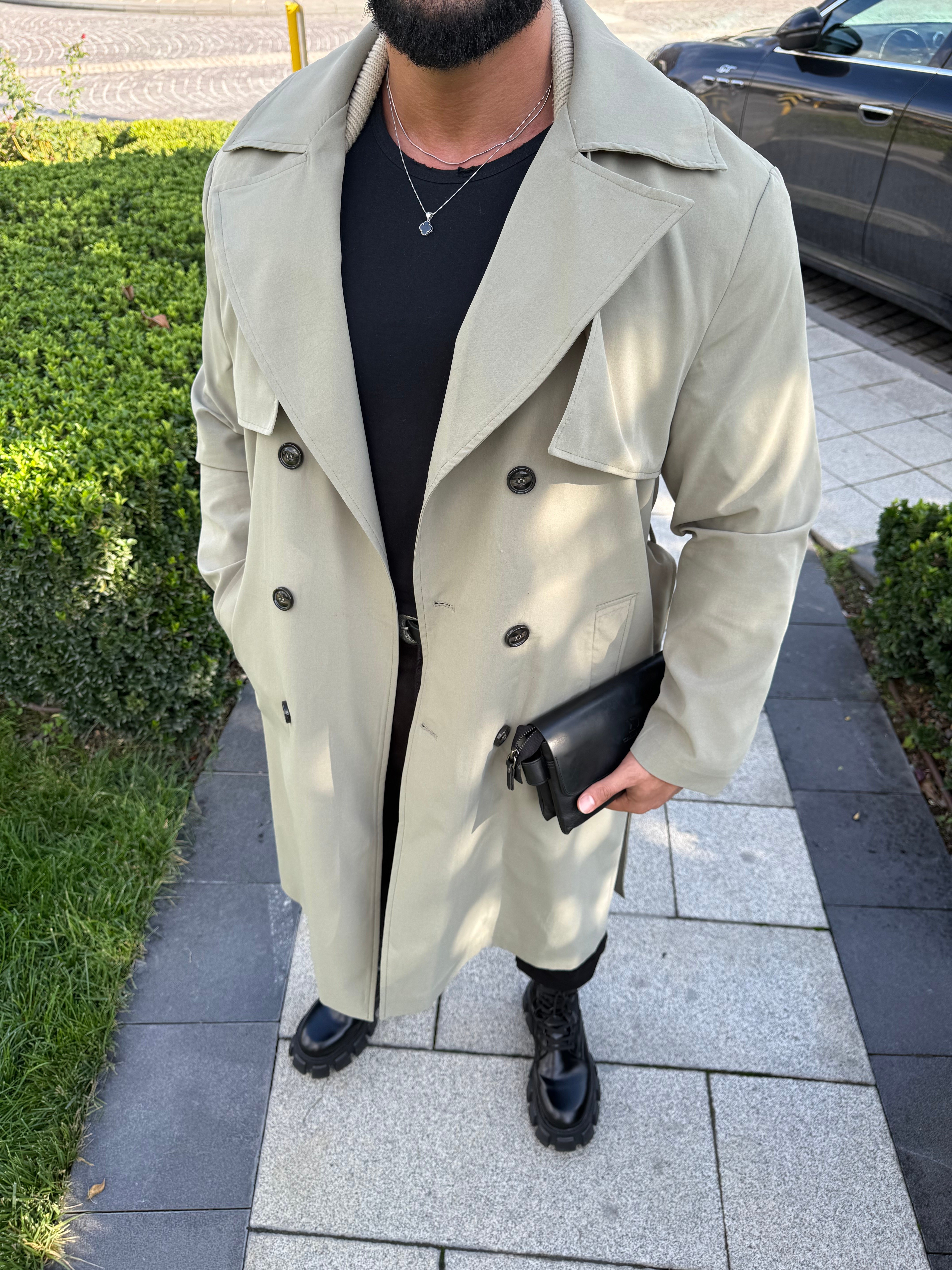 PREMIUM SERİ OVERSIZE KEMERLİ TRENÇKOT HAKİ