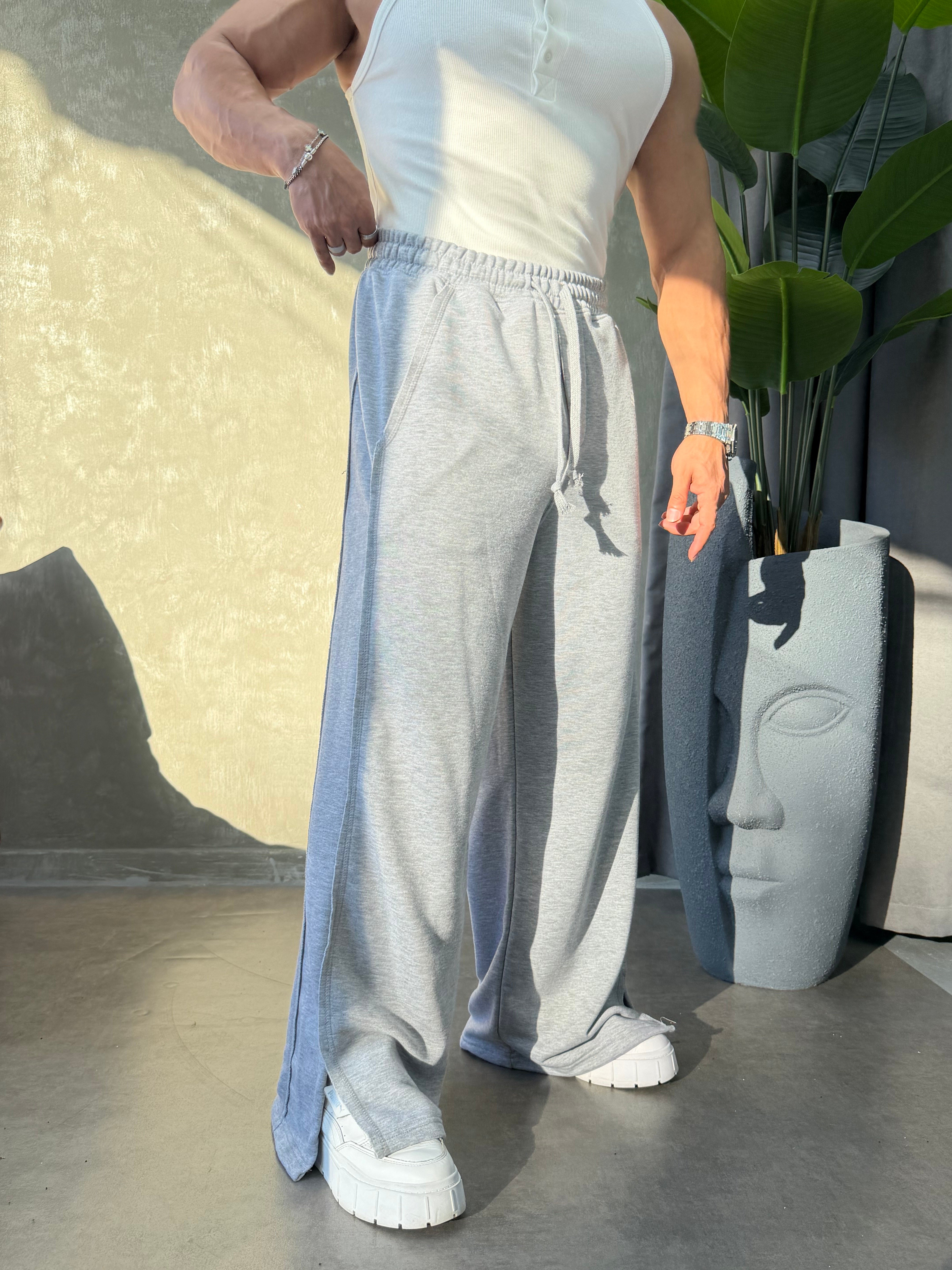 PREMIUM SERİ SUPER BAGGY YIRTMAÇLI EŞOFMAN GRİ