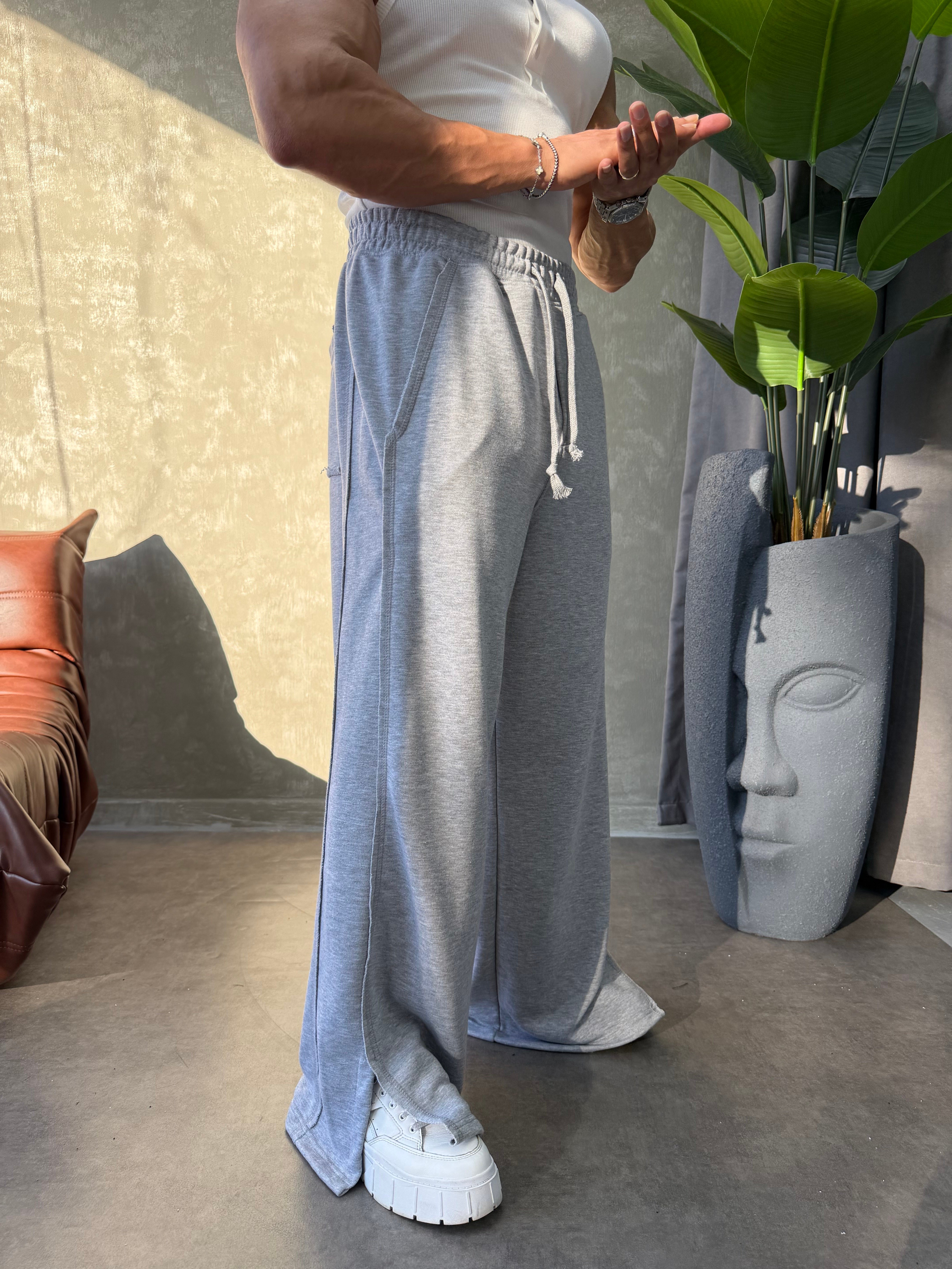 PREMIUM SERİ SUPER BAGGY YIRTMAÇLI EŞOFMAN GRİ