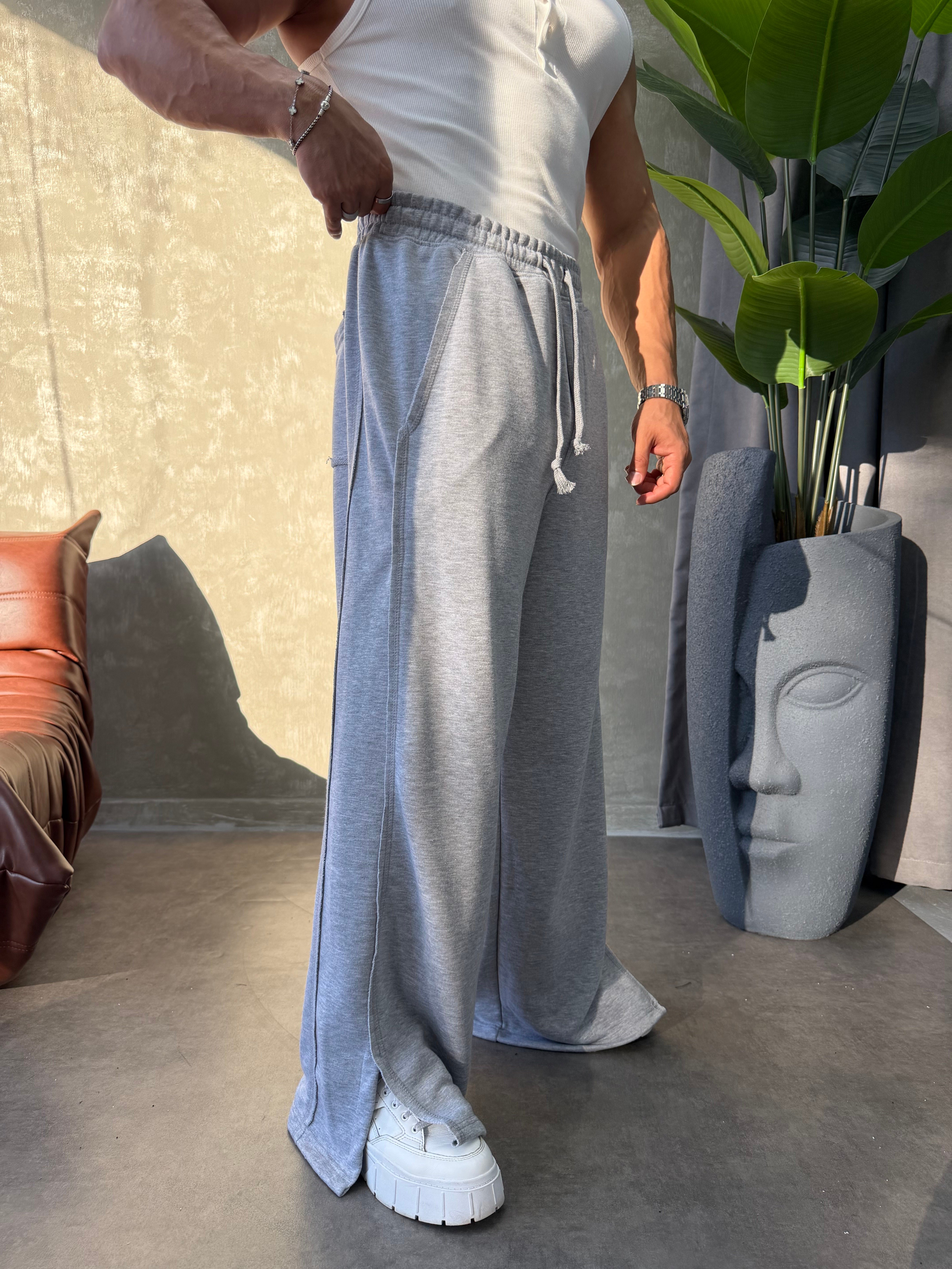 PREMIUM SERİ SUPER BAGGY YIRTMAÇLI EŞOFMAN GRİ