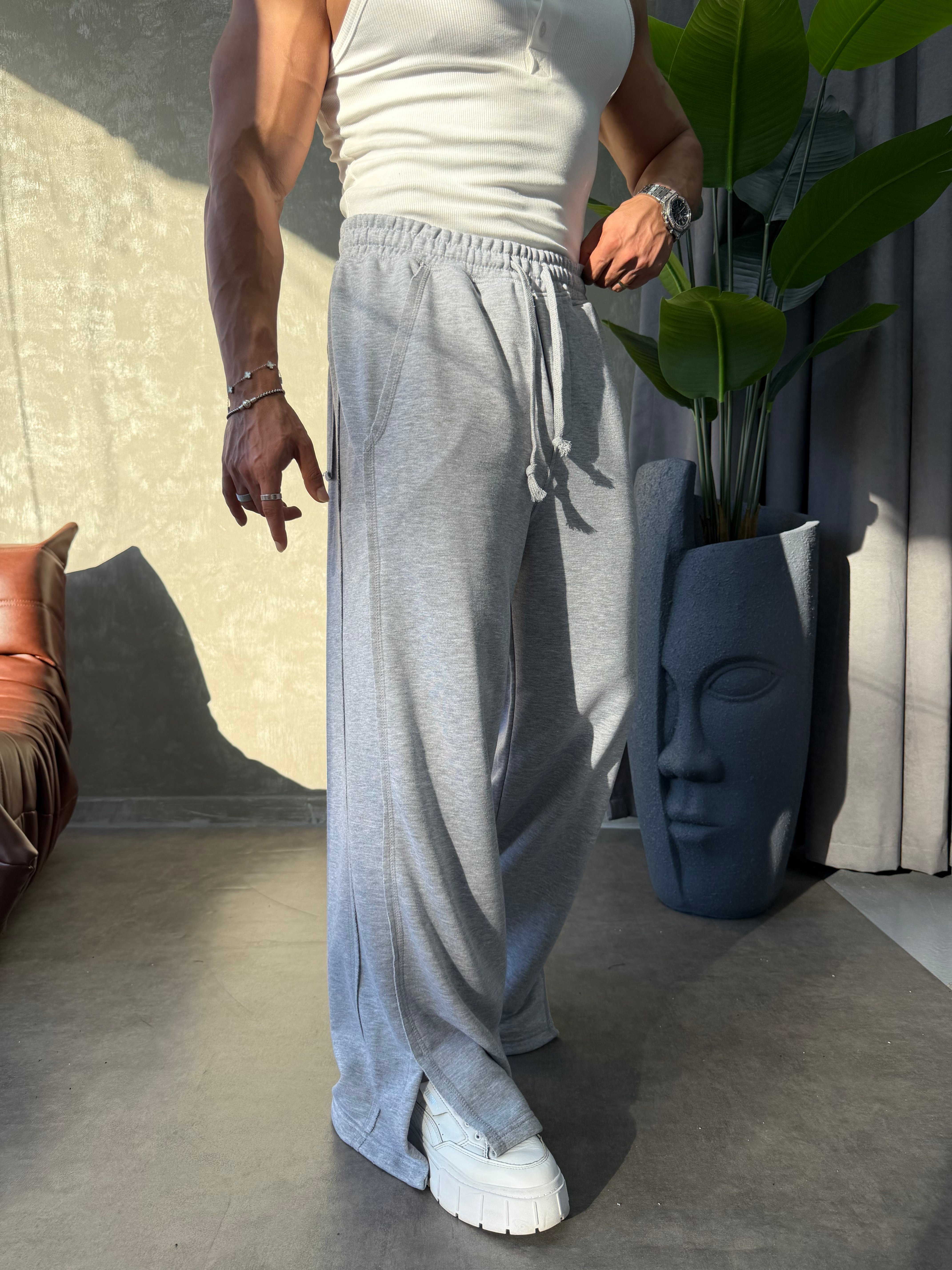 PREMIUM SERİ SUPER BAGGY YIRTMAÇLI EŞOFMAN GRİ