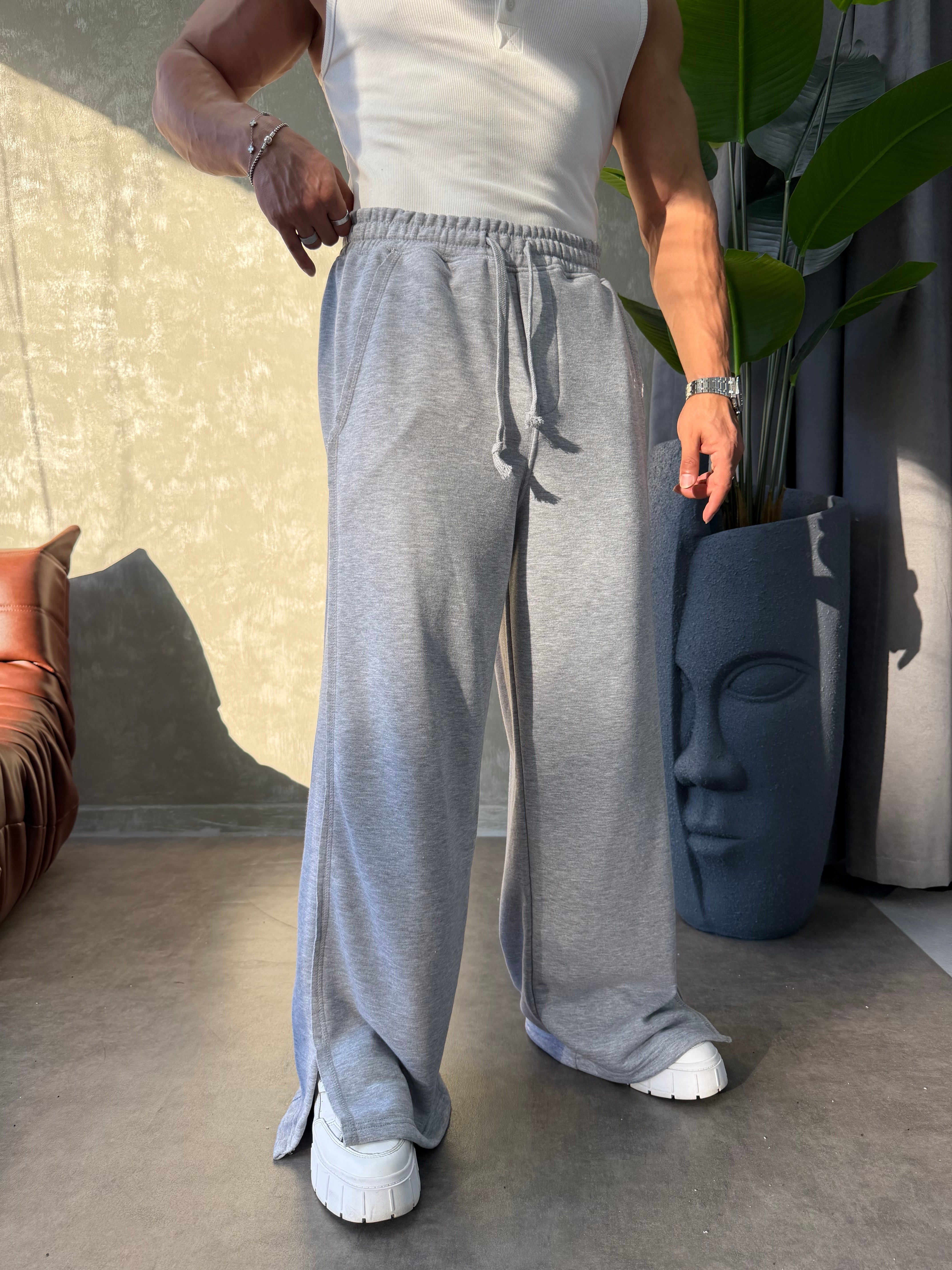 PREMIUM SERİ SUPER BAGGY YIRTMAÇLI EŞOFMAN GRİ