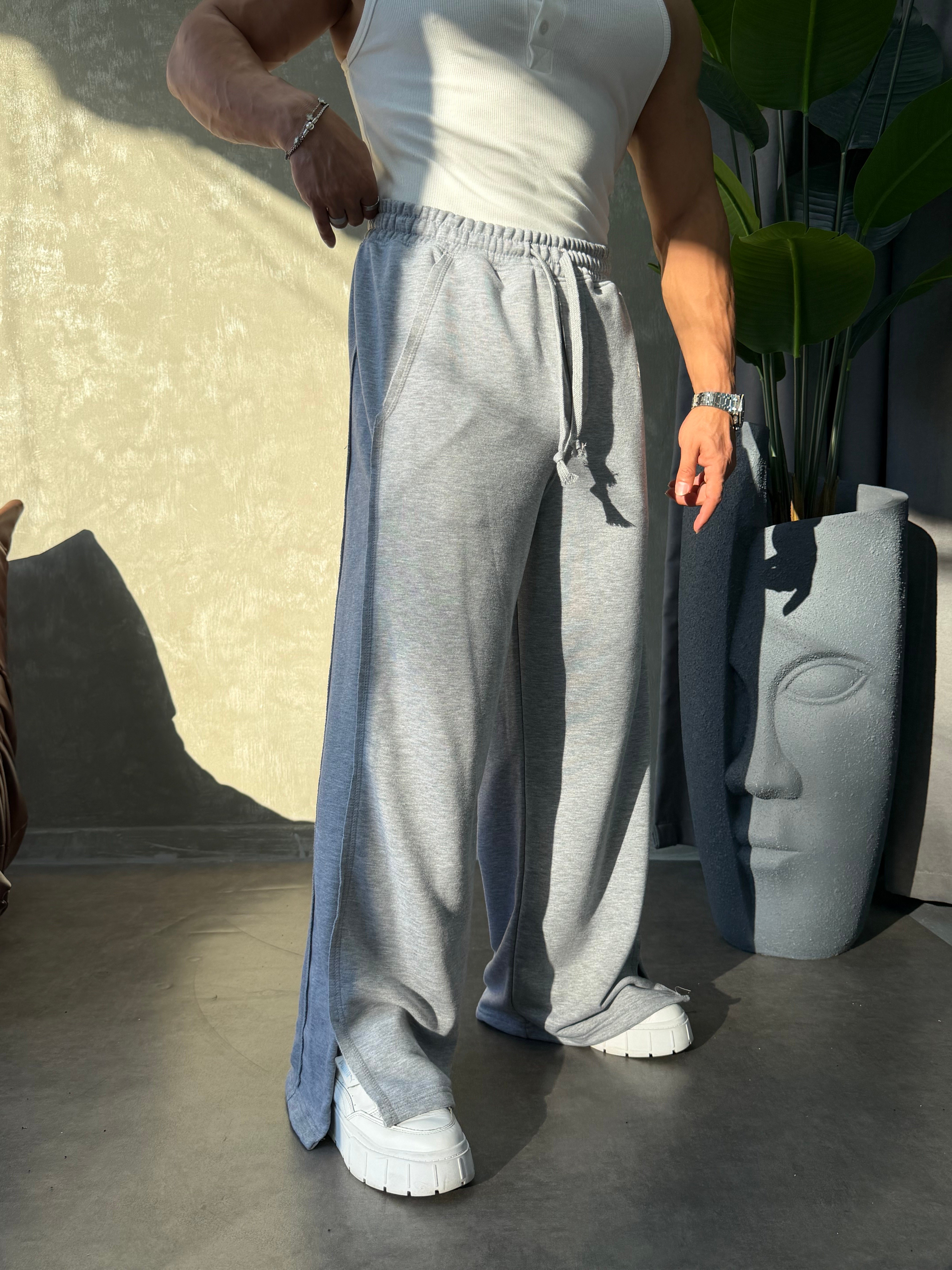 PREMIUM SERİ SUPER BAGGY YIRTMAÇLI EŞOFMAN GRİ