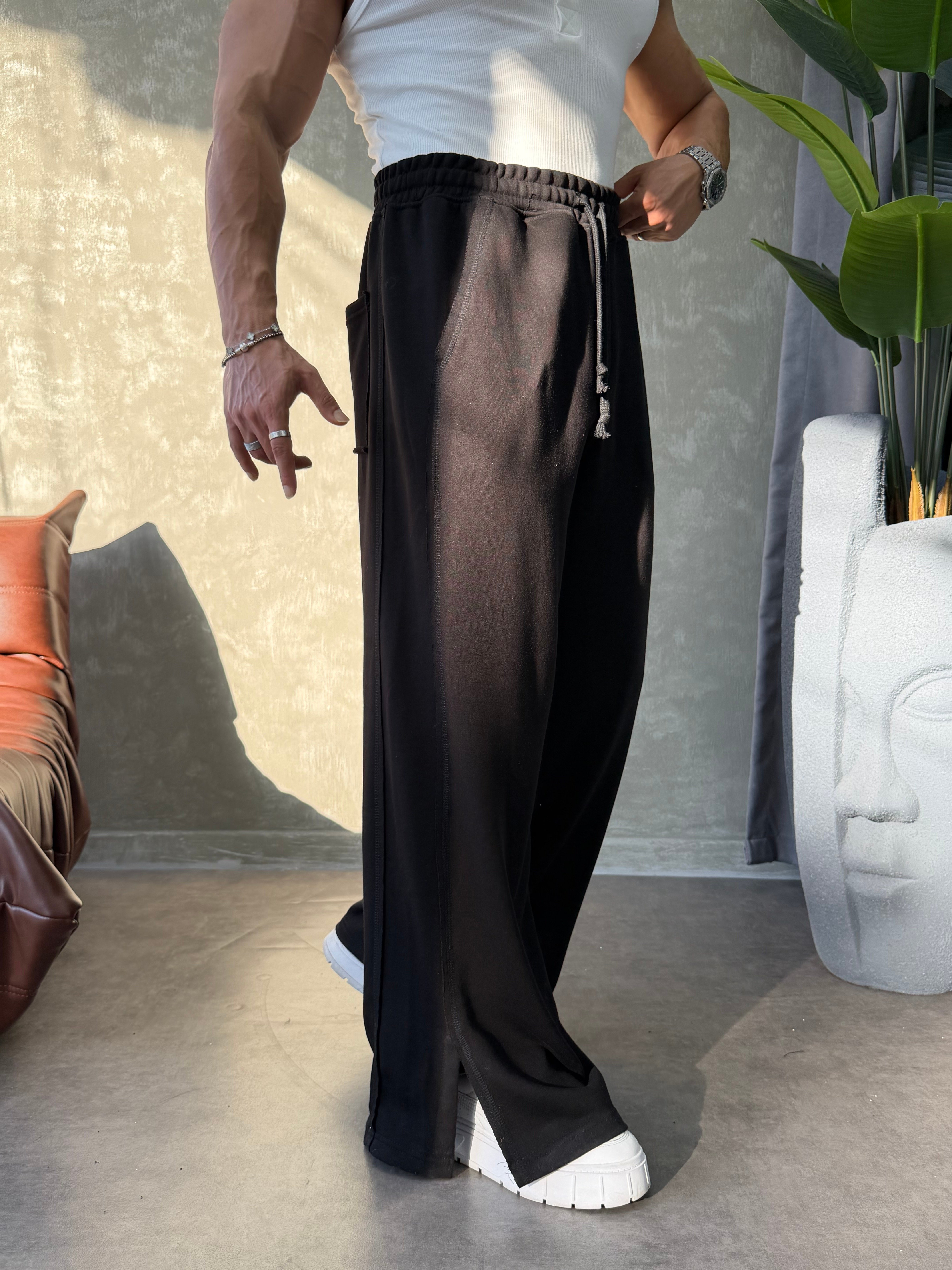 PREMIUM SERİ SUPER BAGGY YIRTMAÇLI EŞOFMAN SİYAH