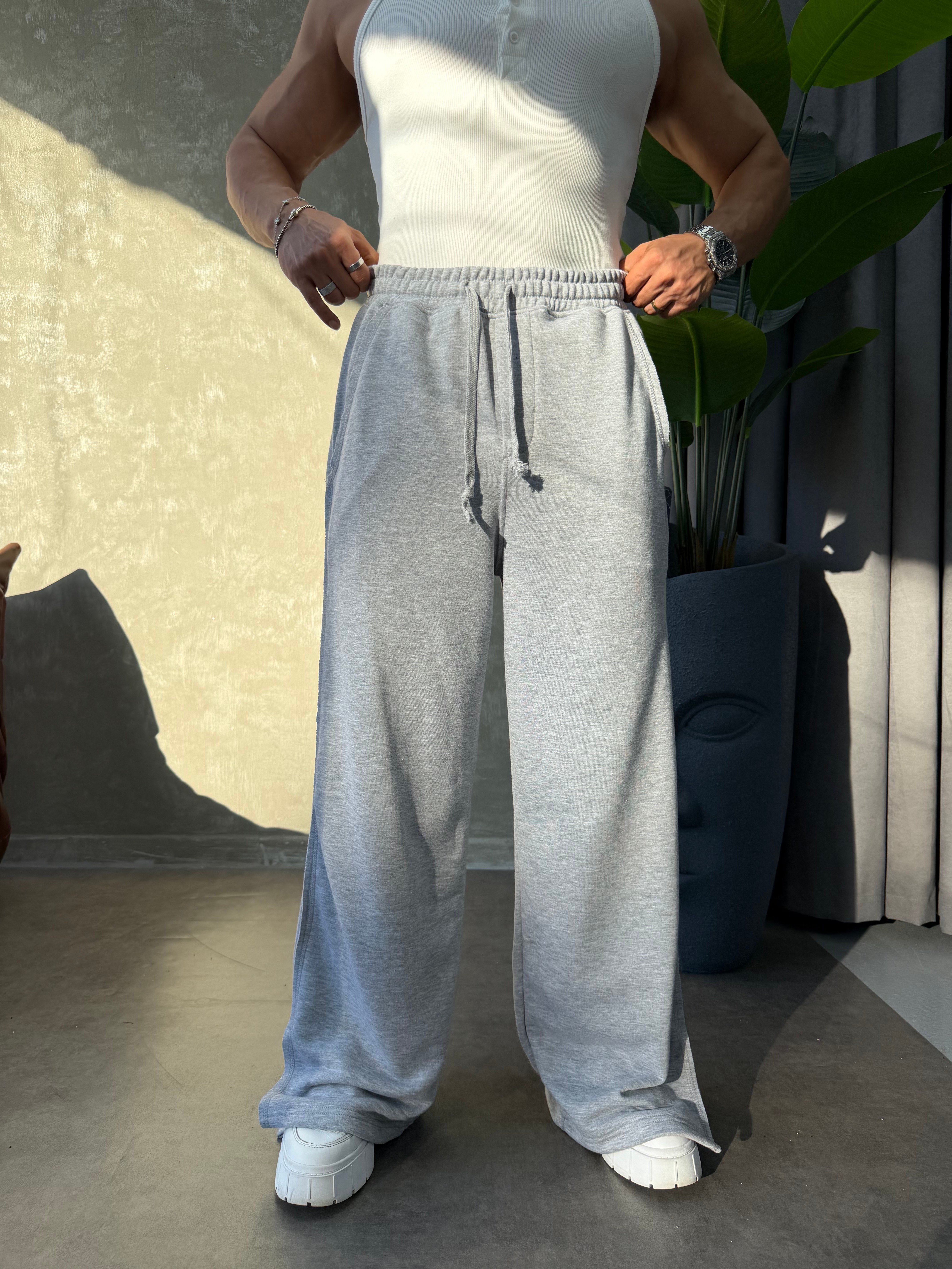 PREMIUM SERİ SUPER BAGGY YIRTMAÇLI EŞOFMAN GRİ
