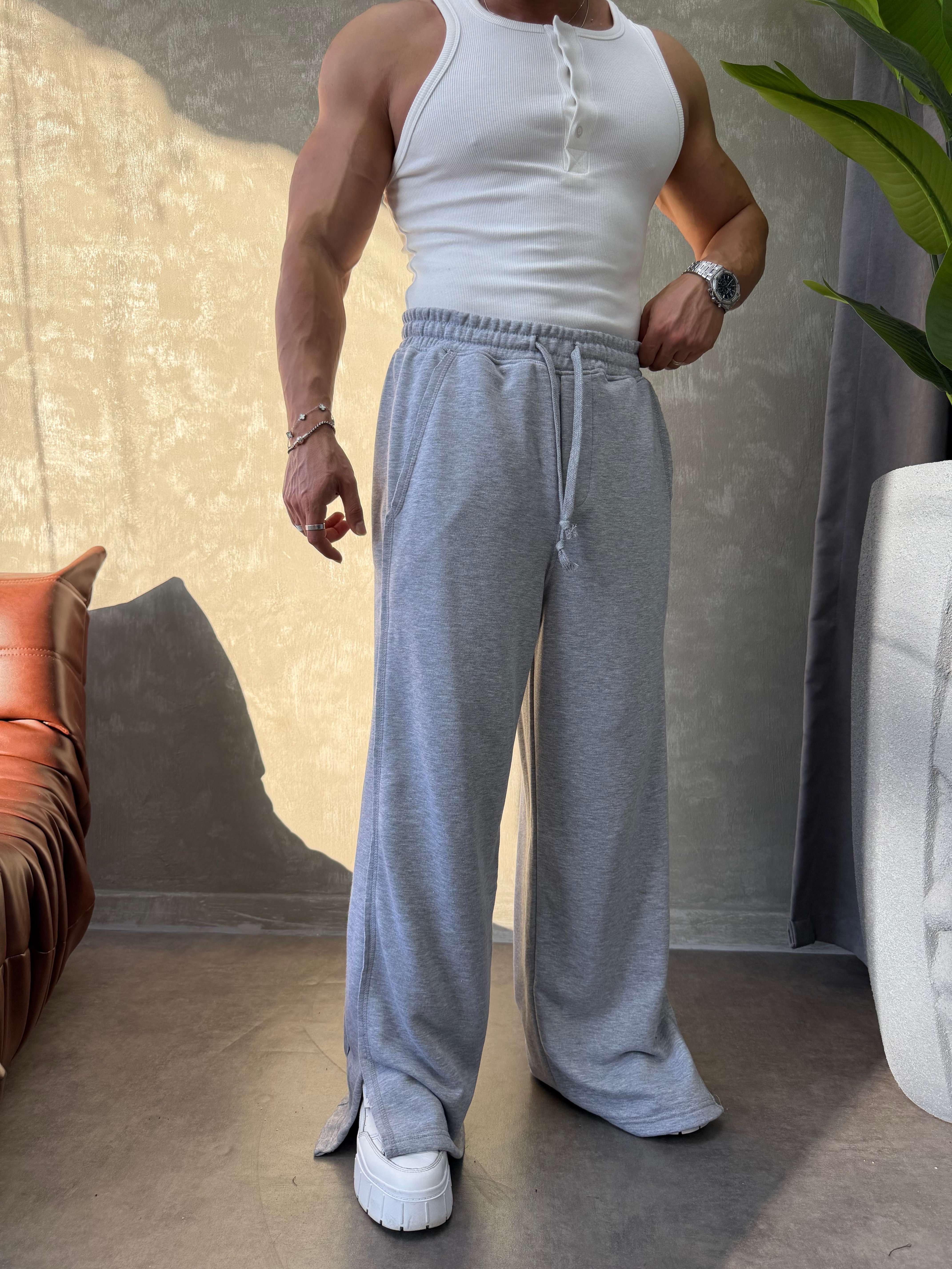 PREMIUM SERİ SUPER BAGGY YIRTMAÇLI EŞOFMAN GRİ