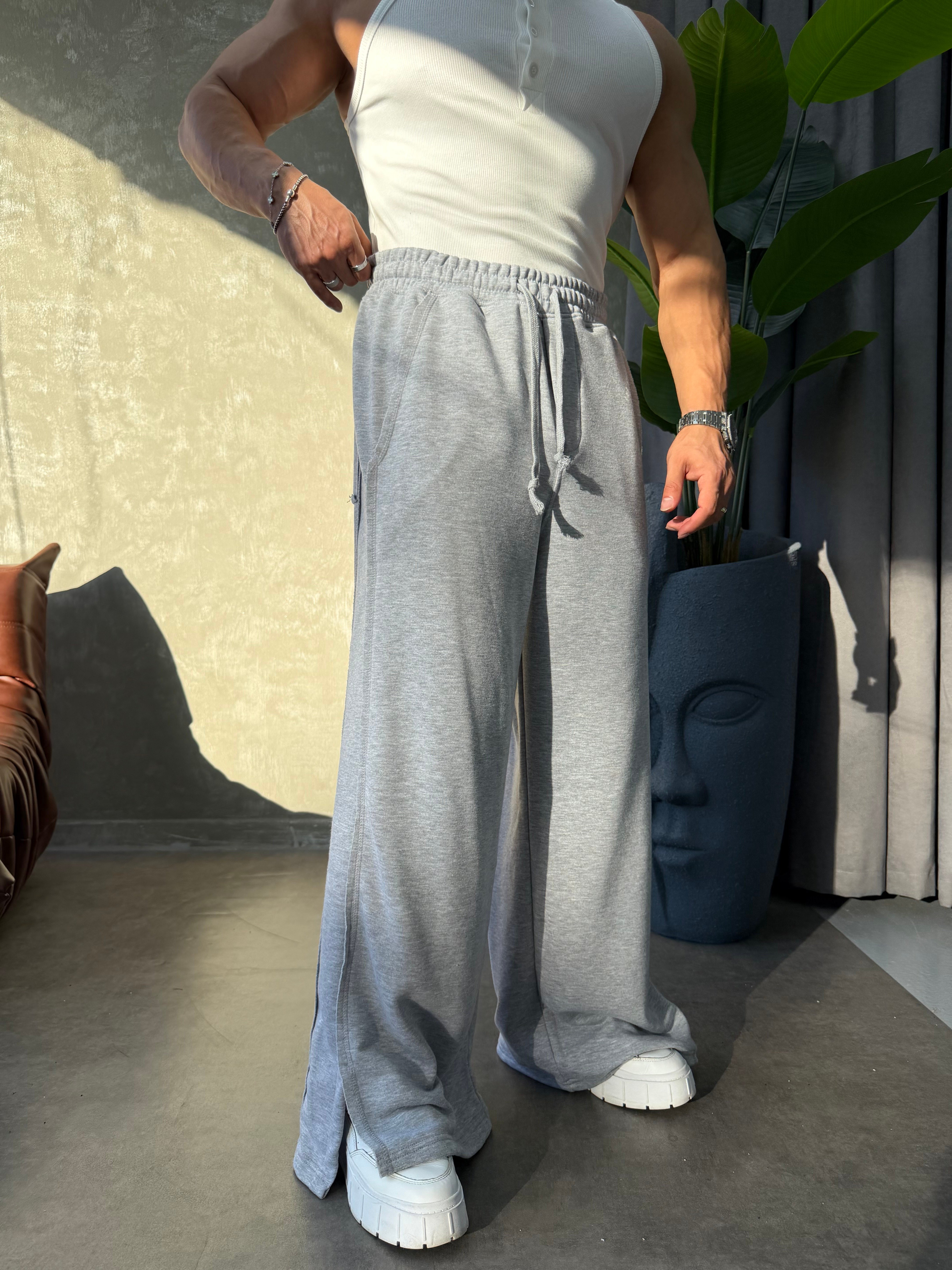 PREMIUM SERİ SUPER BAGGY YIRTMAÇLI EŞOFMAN GRİ
