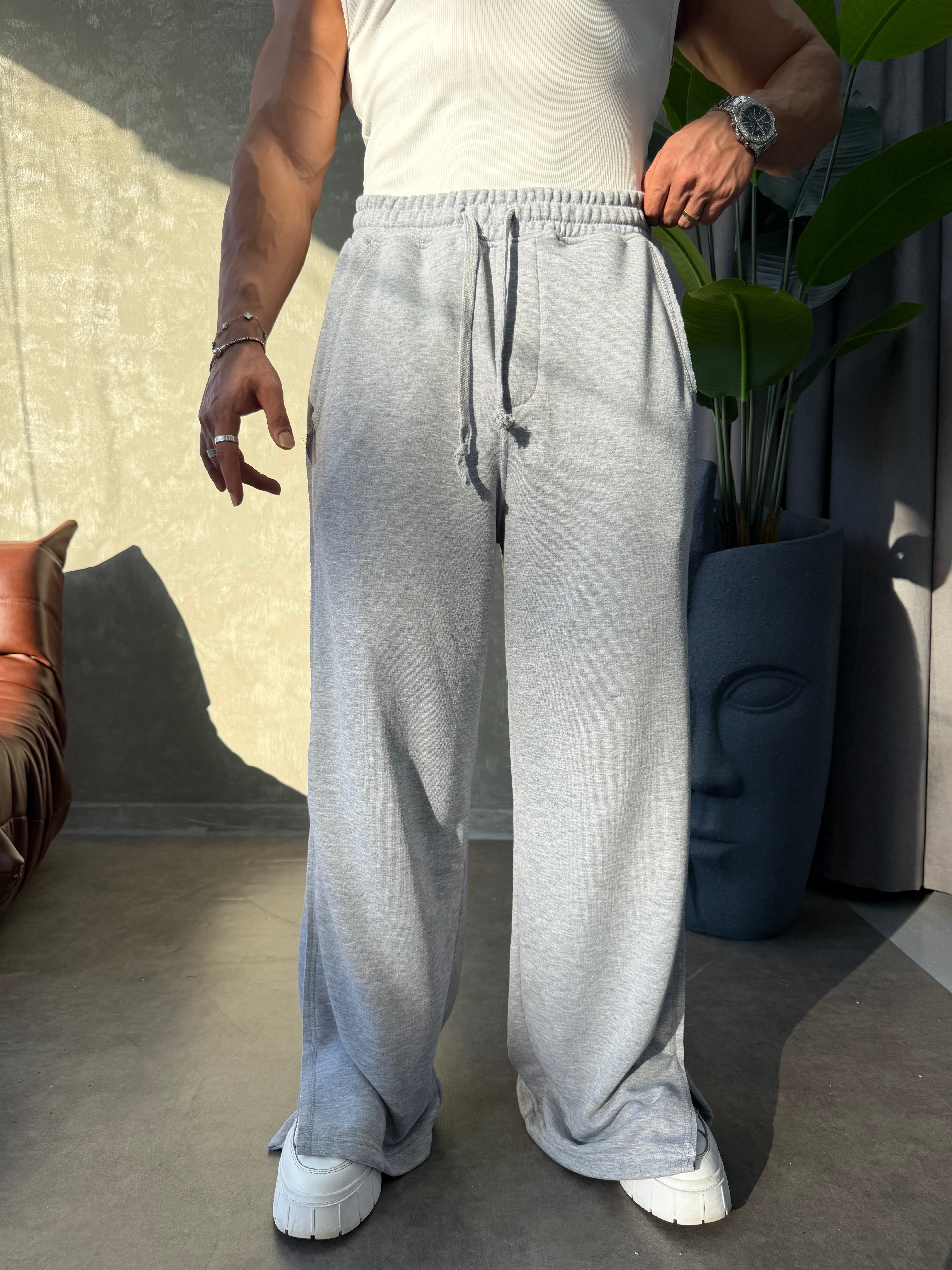 PREMIUM SERİ SUPER BAGGY YIRTMAÇLI EŞOFMAN GRİ