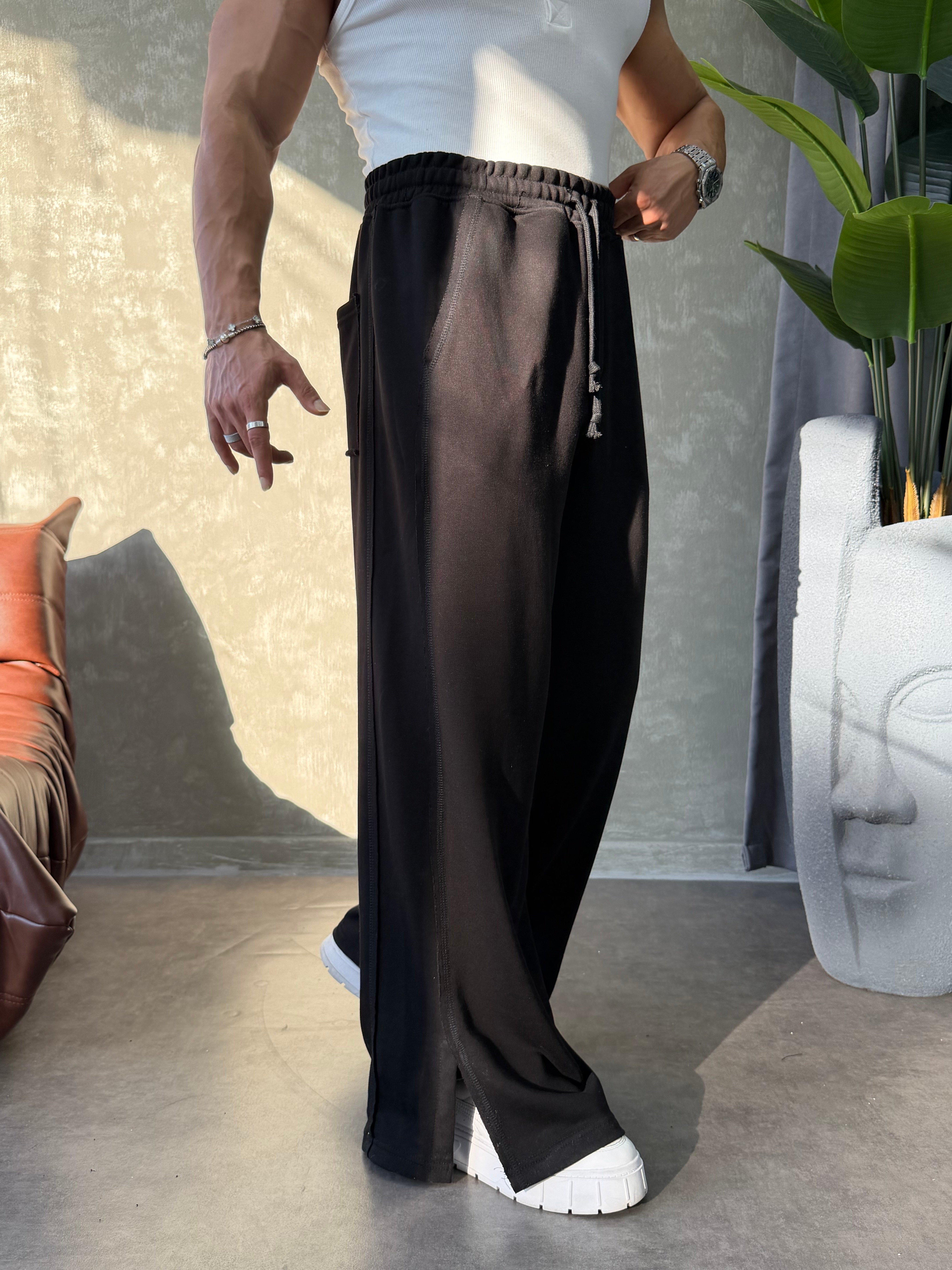 PREMIUM SERİ SUPER BAGGY YIRTMAÇLI EŞOFMAN SİYAH