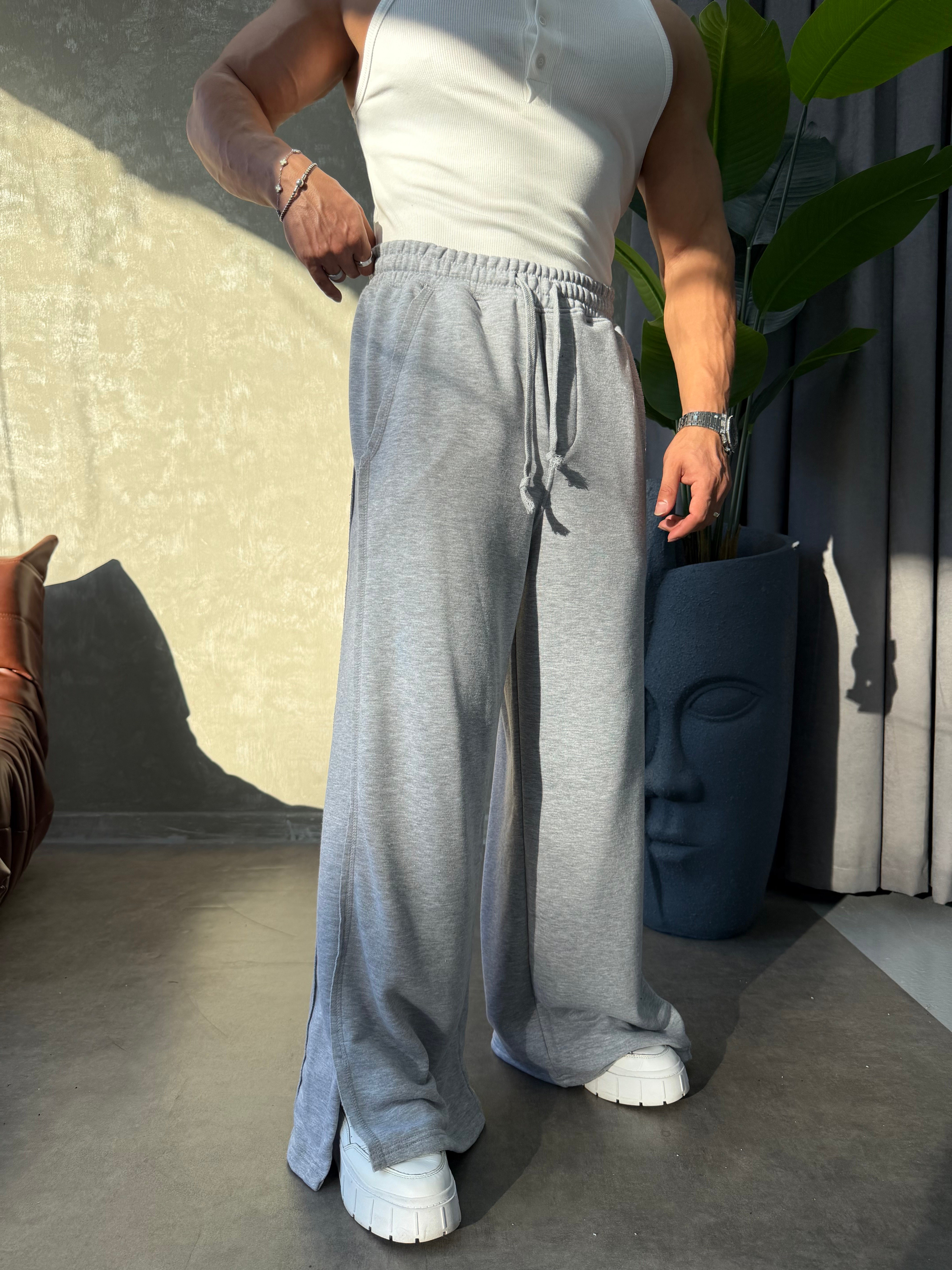 PREMIUM SERİ SUPER BAGGY YIRTMAÇLI EŞOFMAN GRİ