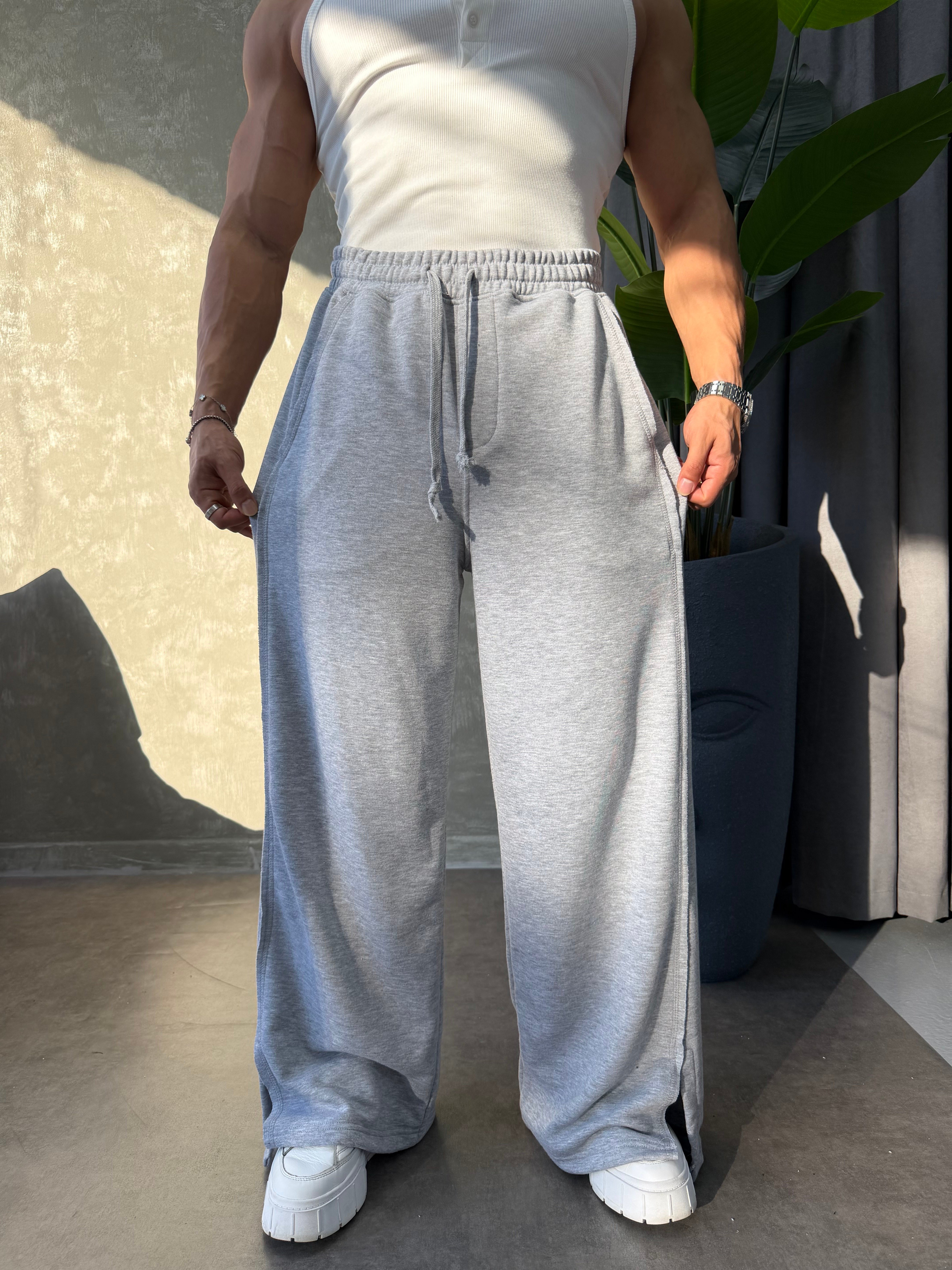 PREMIUM SERİ SUPER BAGGY YIRTMAÇLI EŞOFMAN GRİ
