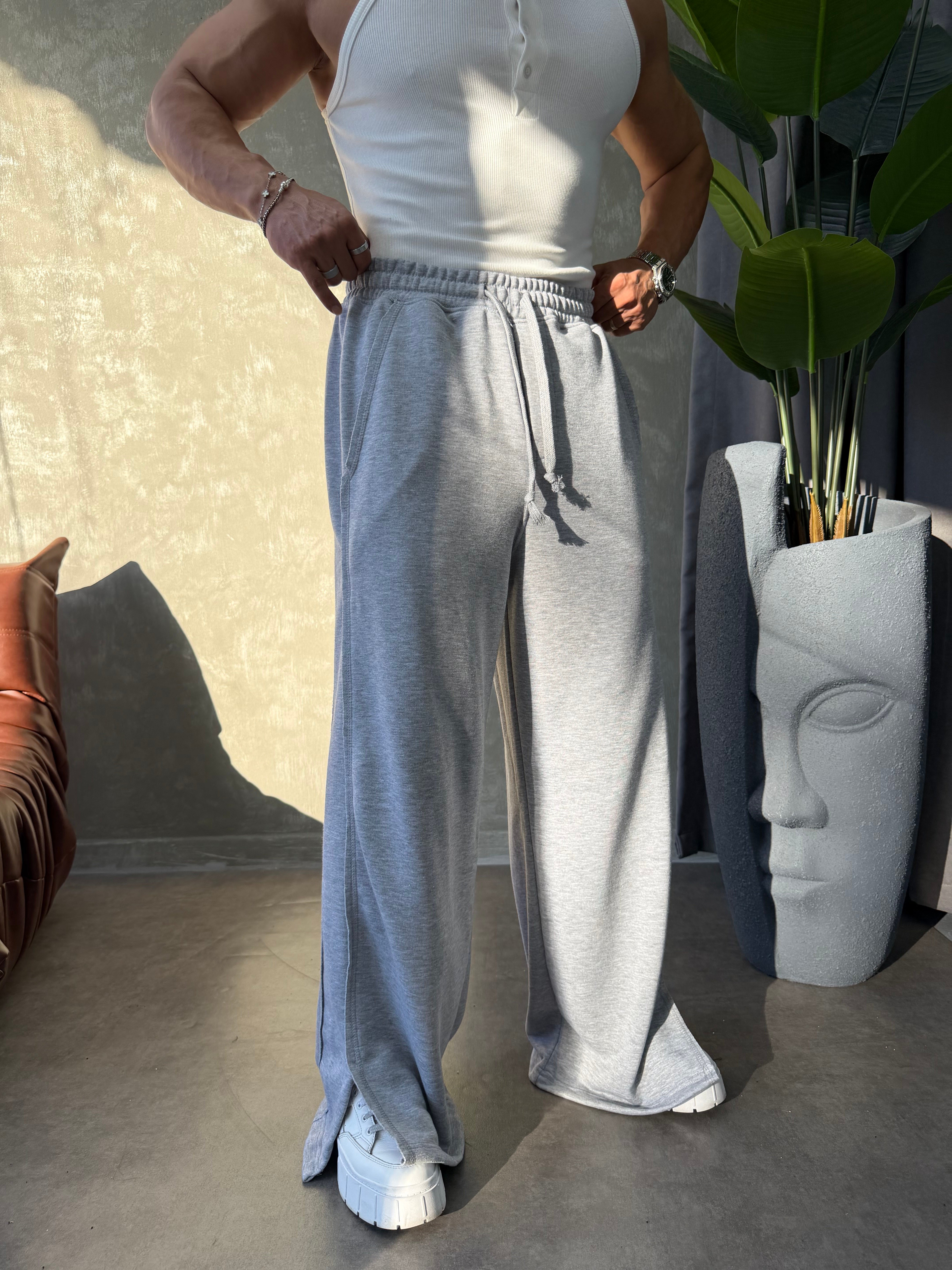 PREMIUM SERİ SUPER BAGGY YIRTMAÇLI EŞOFMAN GRİ