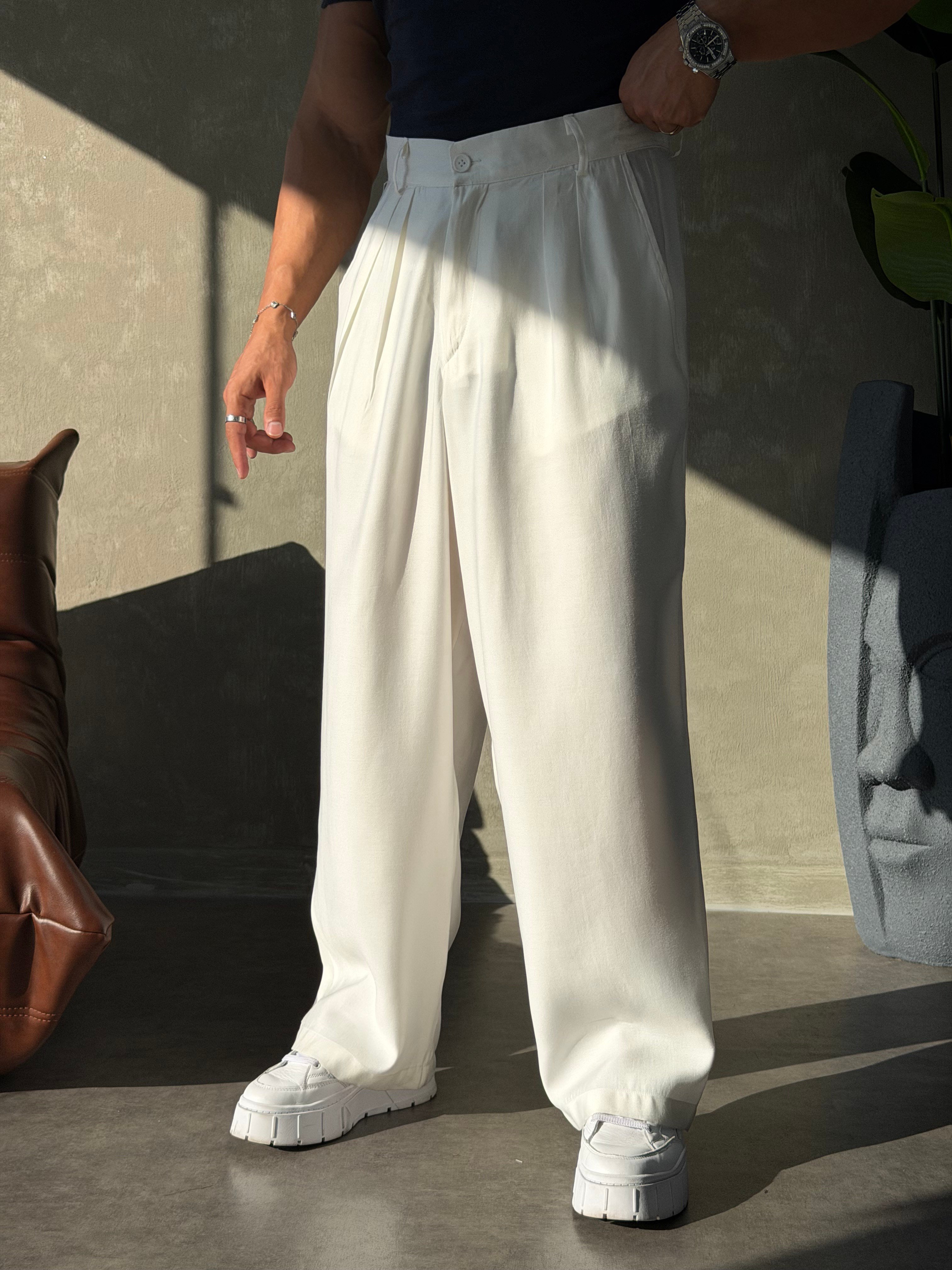 PREMIUM TENSEL BAGGY PANTOLON BEYAZ