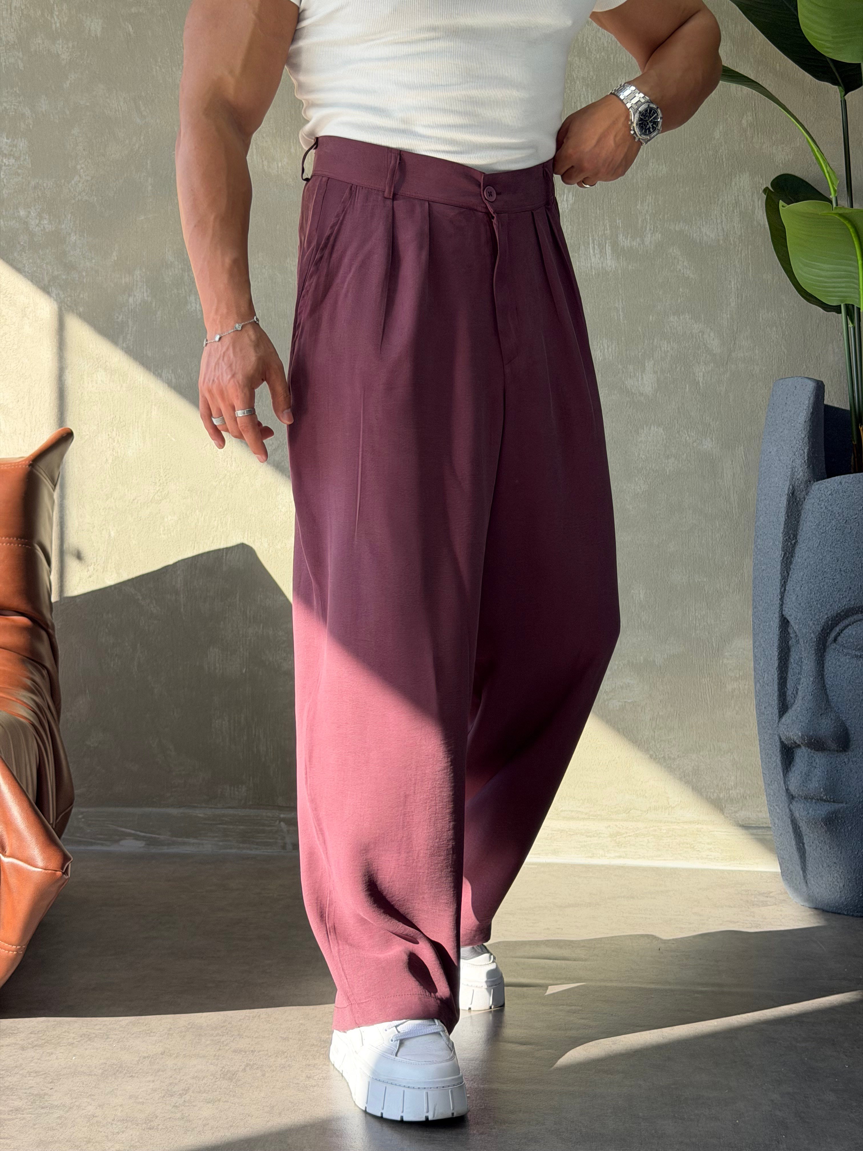 PREMIUM TENSEL BAGGY PANTOLON BORDO