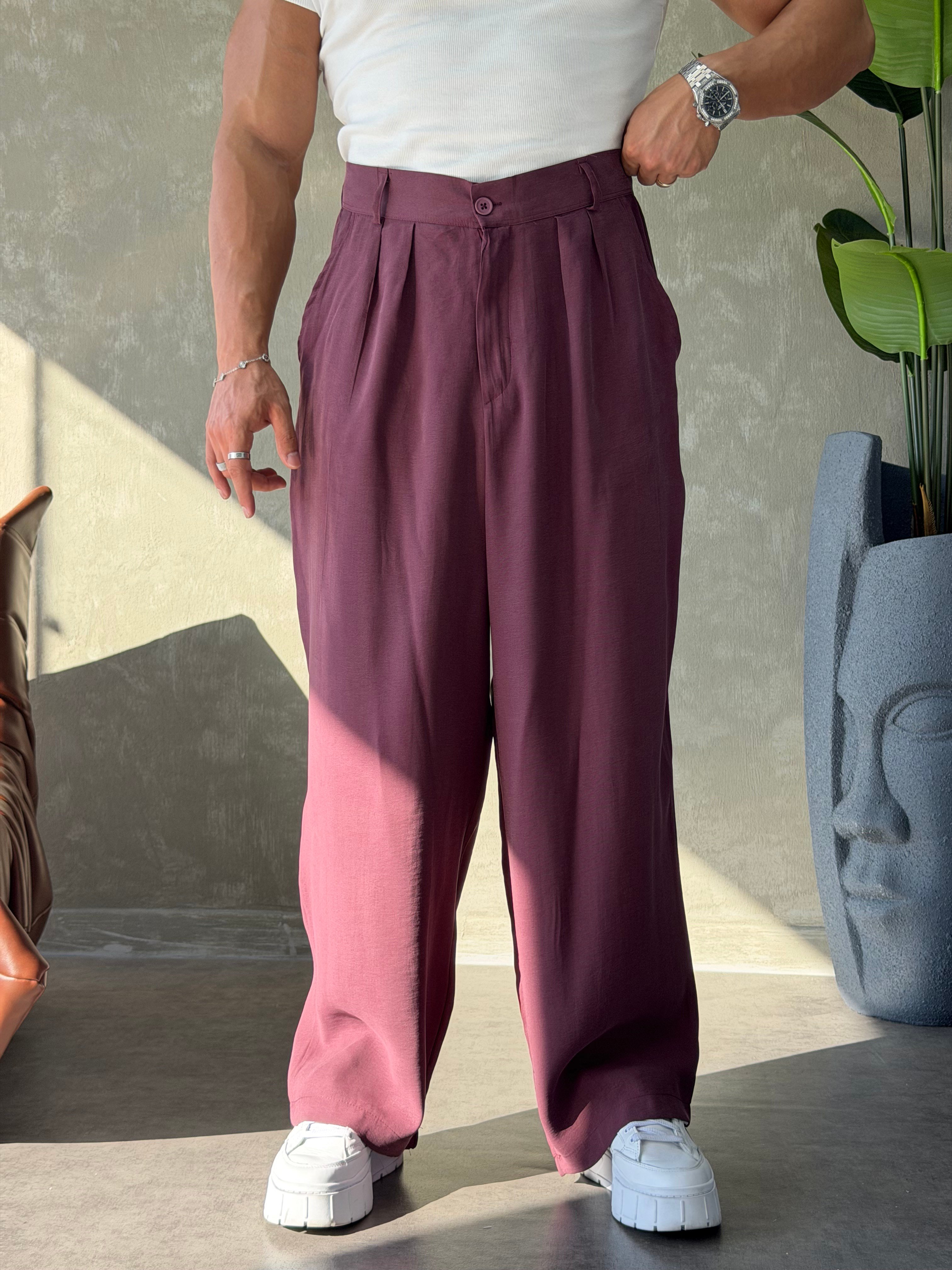 PREMIUM TENSEL BAGGY PANTOLON BORDO