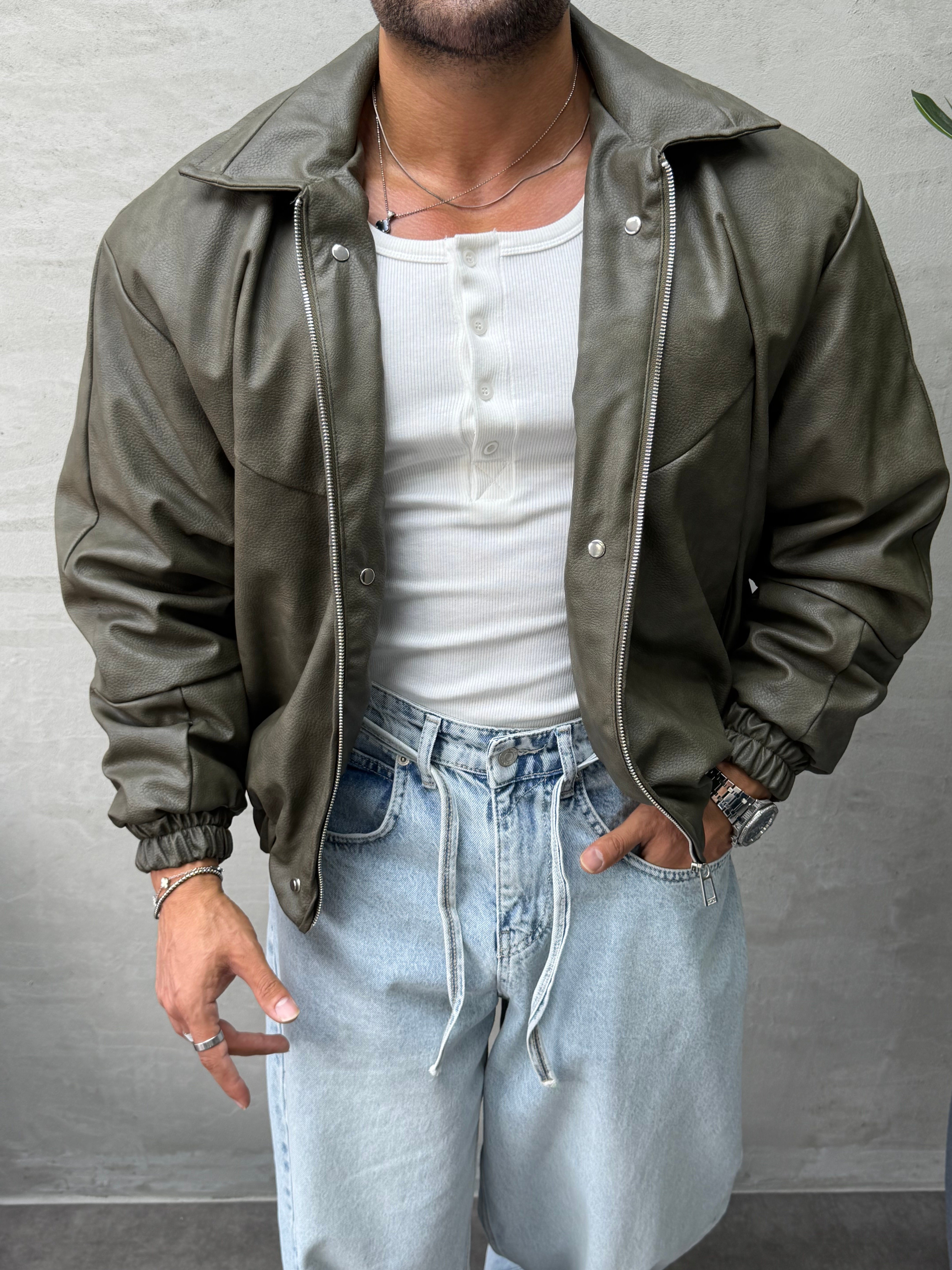 PREMIUM ZIMBA DETAYLI OVERSIZE BOMBER MONT HAKİ