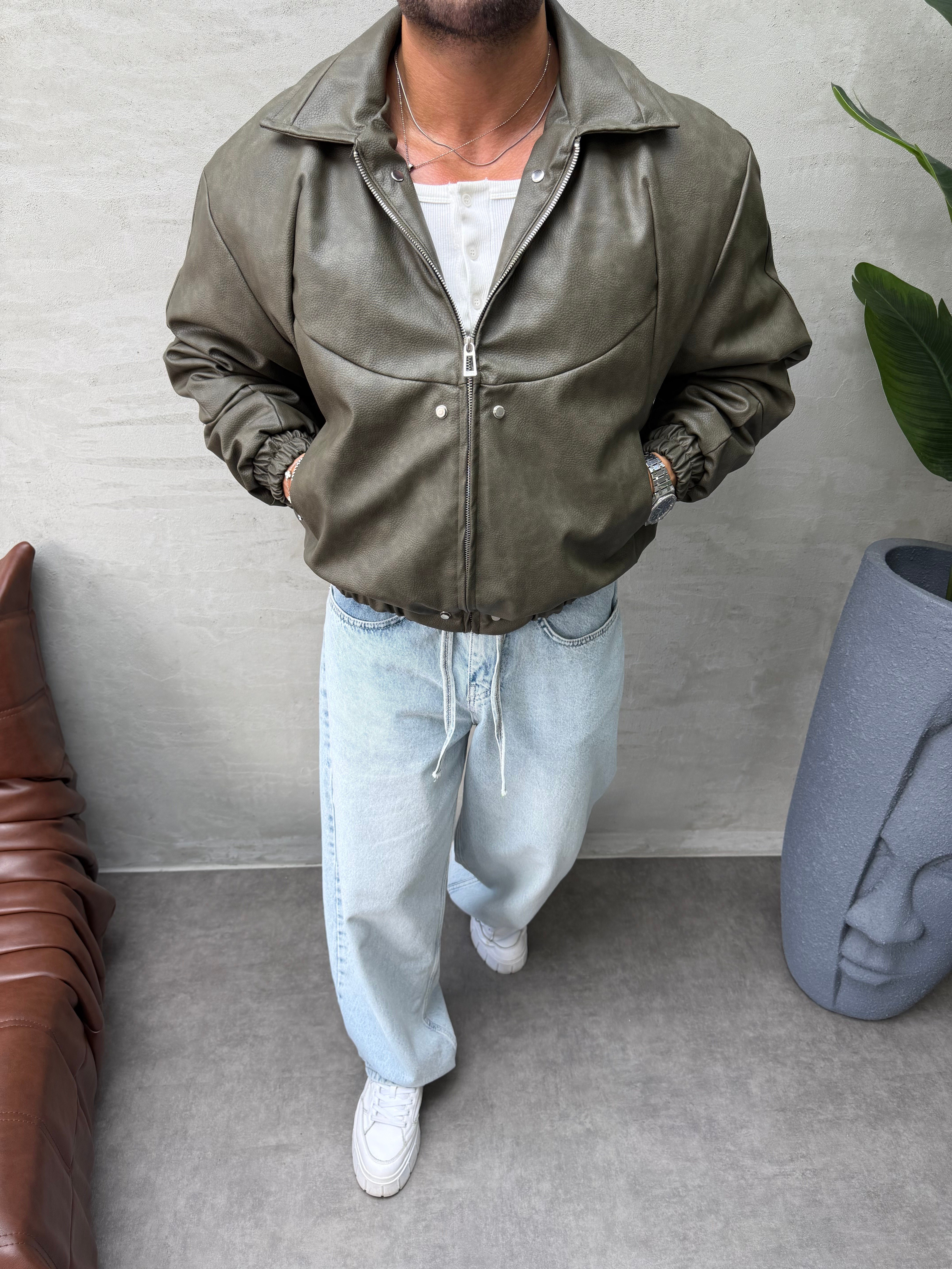 PREMIUM ZIMBA DETAYLI OVERSIZE BOMBER MONT HAKİ