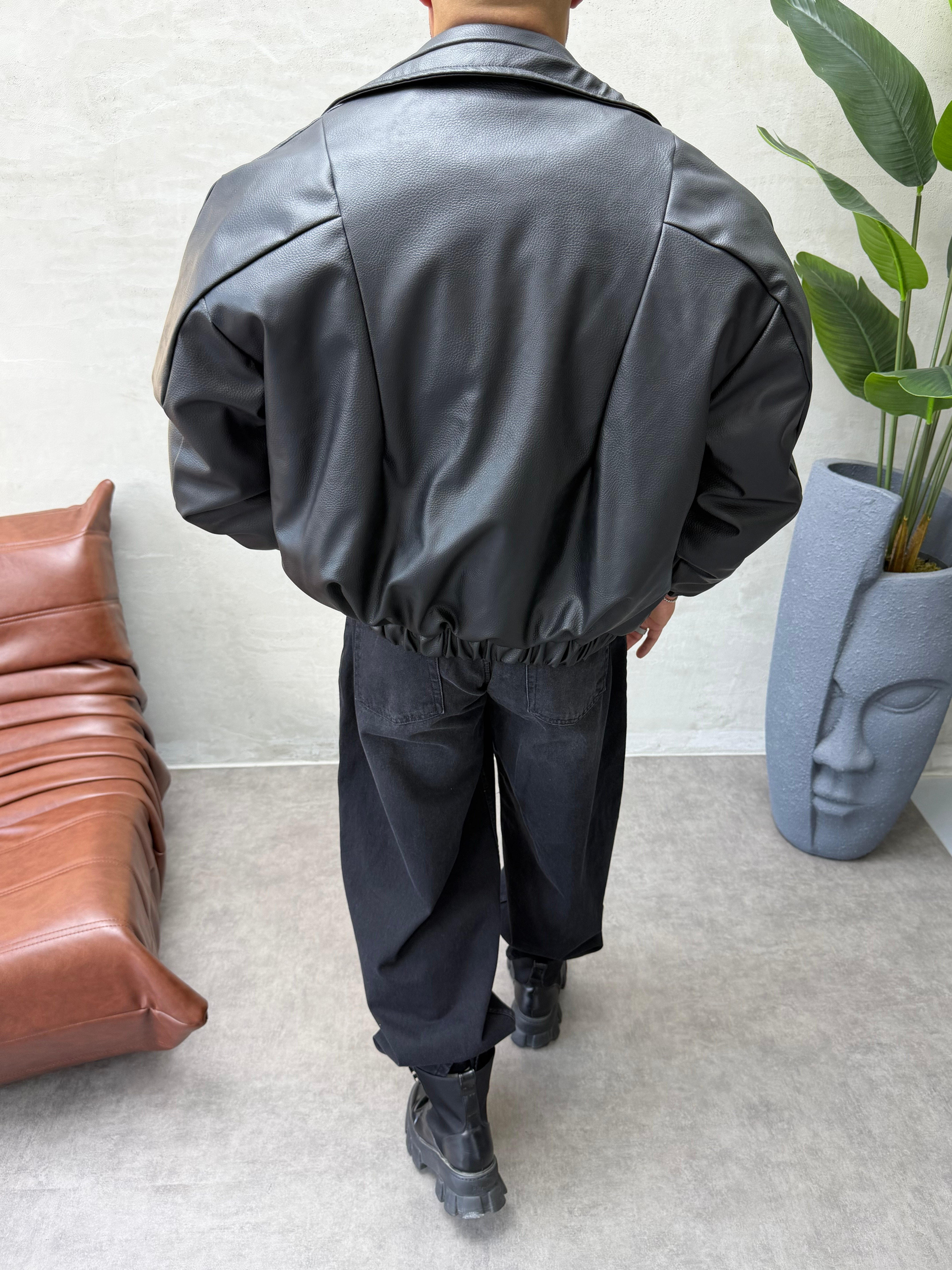 PREMIUM ZIMBA DETAYLI OVERSIZE BOMBER MONT SİYAH