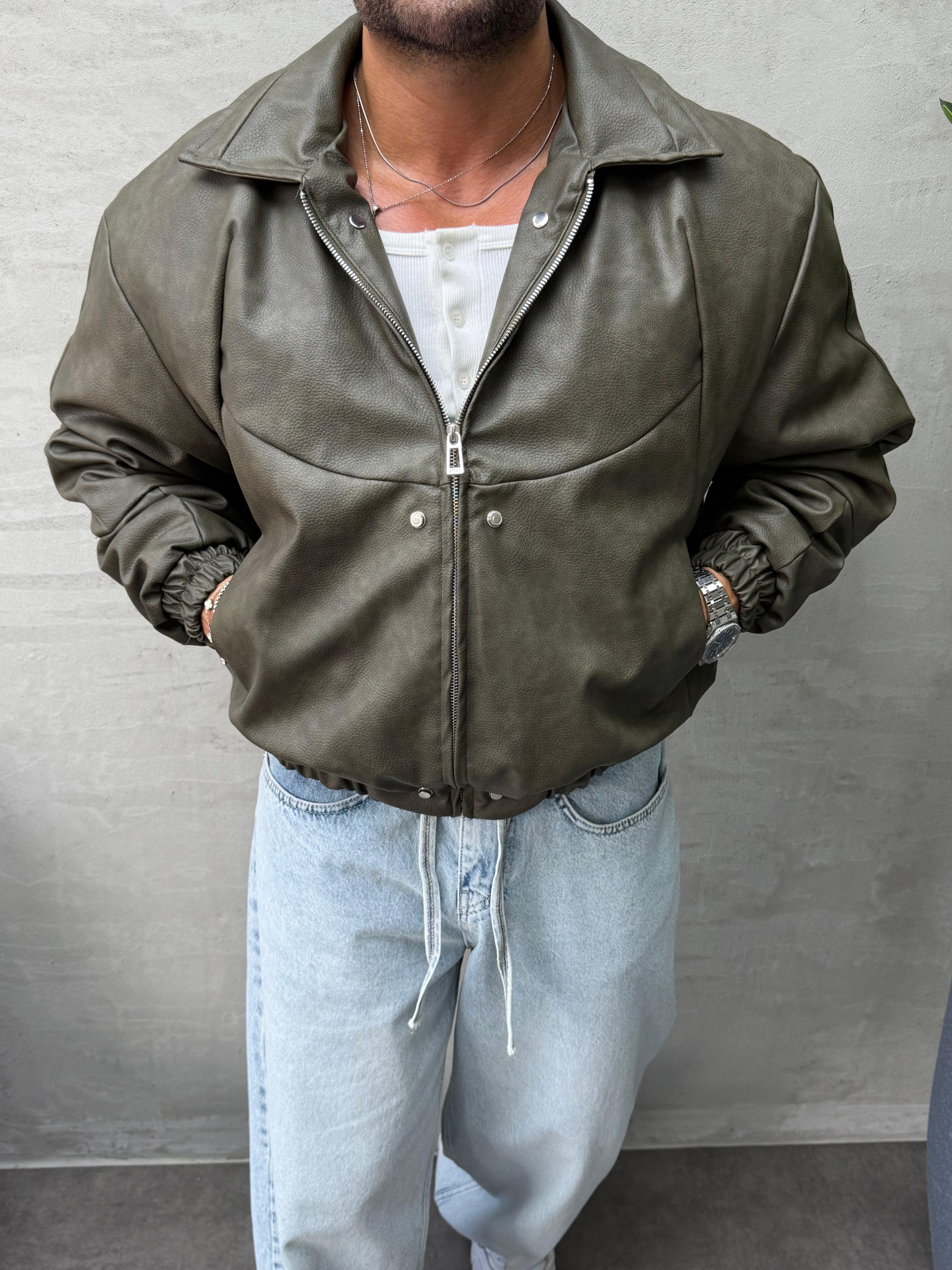 PREMIUM ZIMBA DETAYLI OVERSIZE BOMBER MONT HAKİ