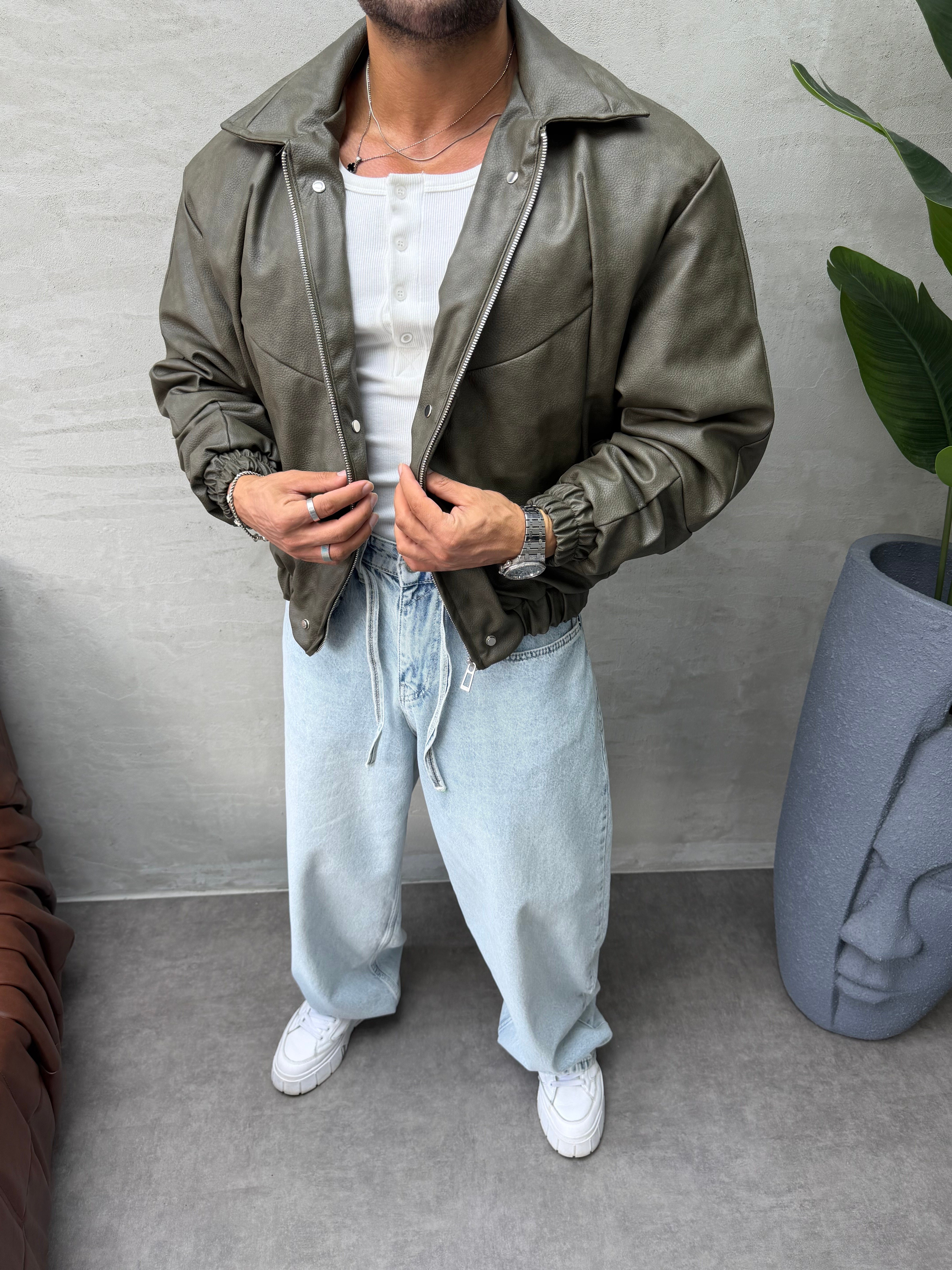PREMIUM ZIMBA DETAYLI OVERSIZE BOMBER MONT HAKİ