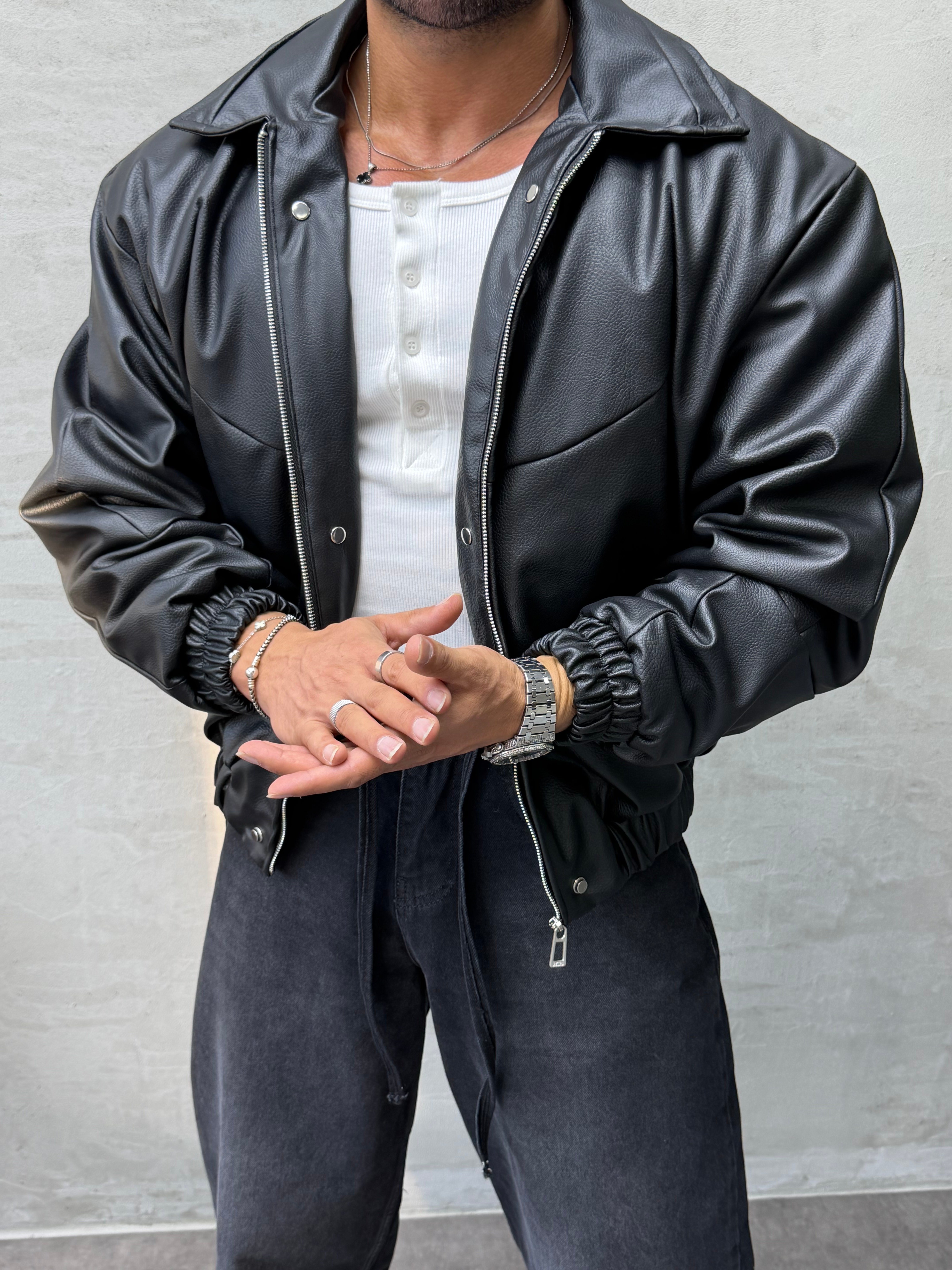 PREMIUM ZIMBA DETAYLI OVERSIZE BOMBER MONT SİYAH