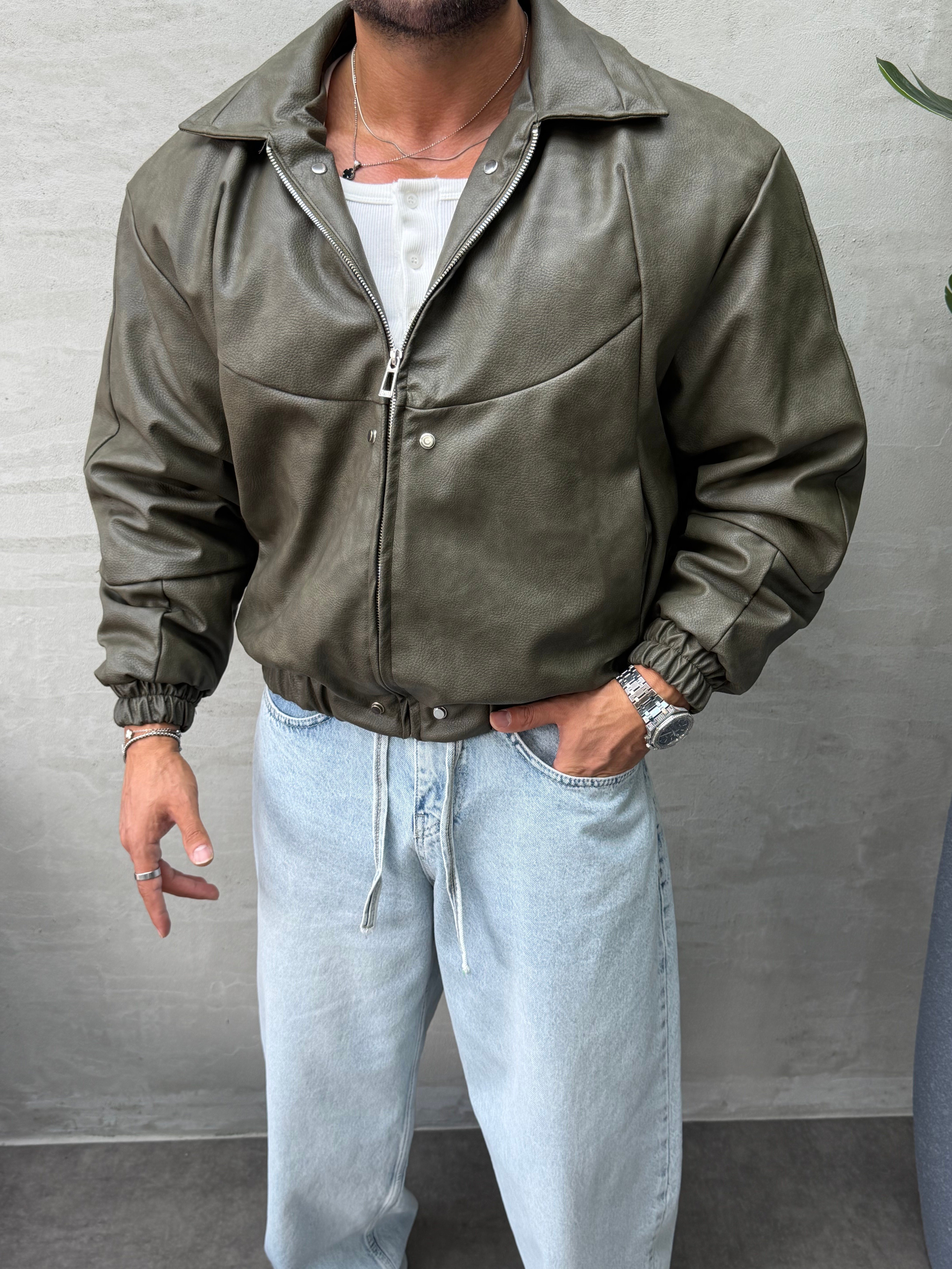 PREMIUM ZIMBA DETAYLI OVERSIZE BOMBER MONT HAKİ