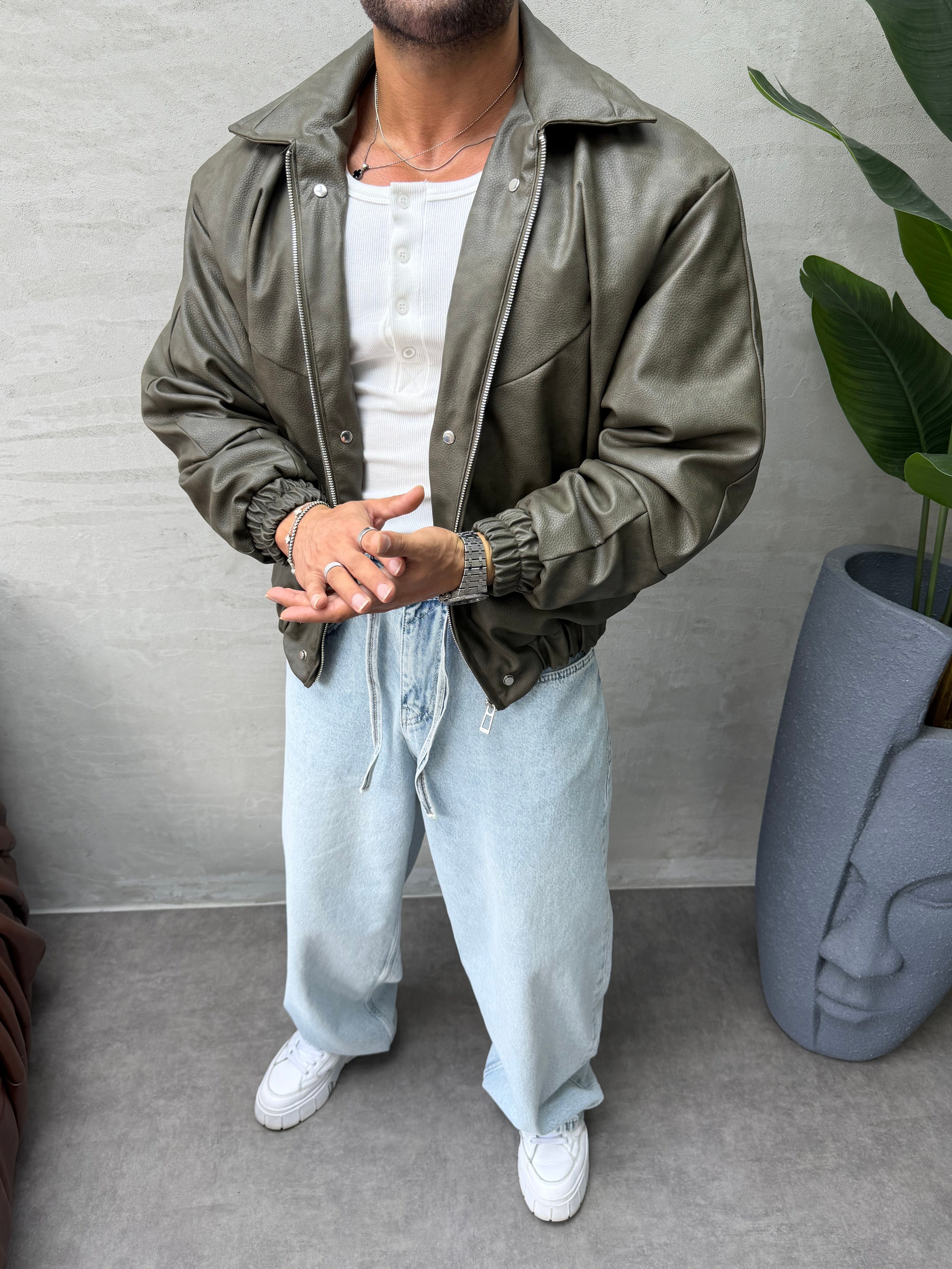 PREMIUM ZIMBA DETAYLI OVERSIZE BOMBER MONT HAKİ