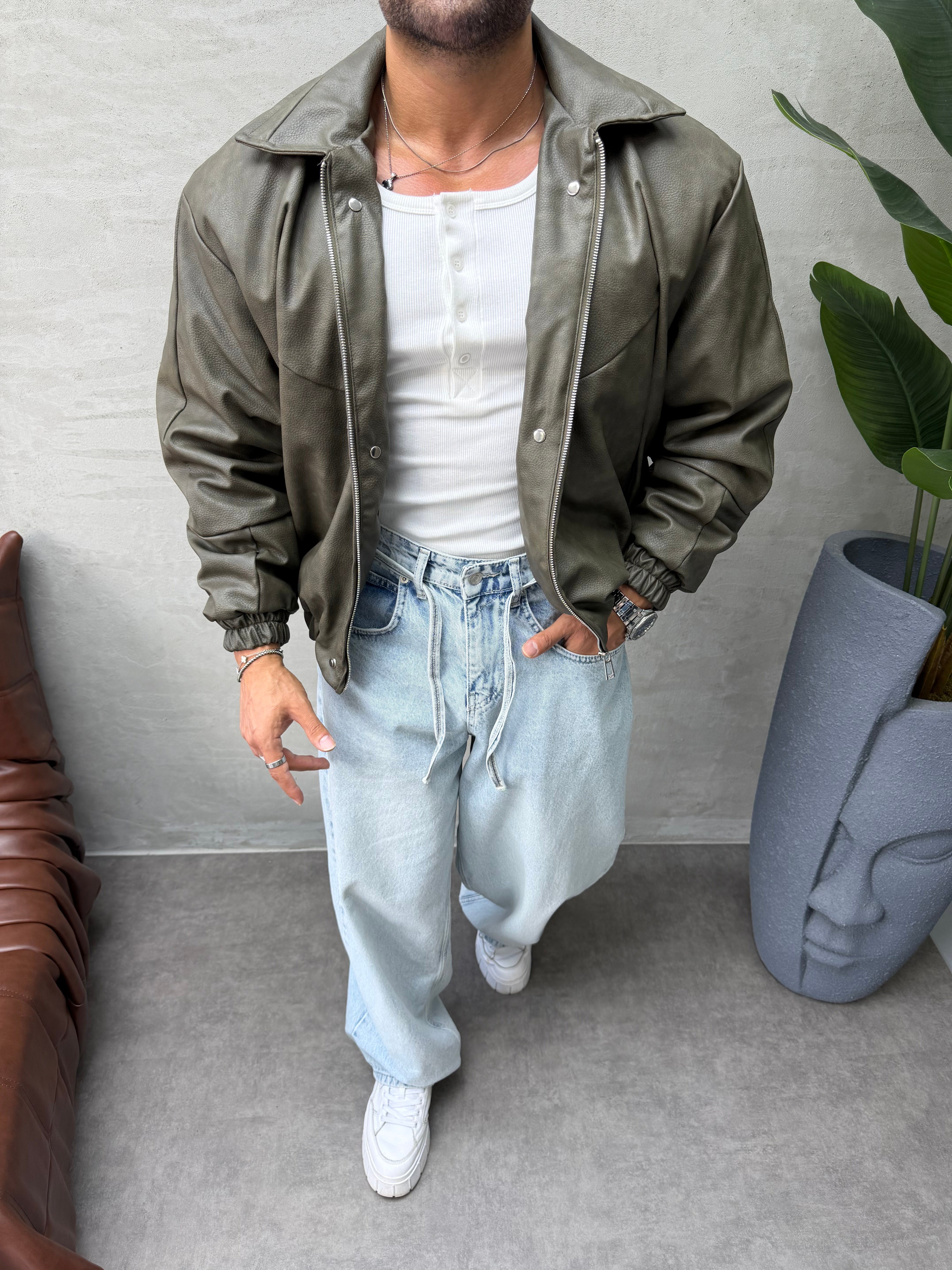 PREMIUM ZIMBA DETAYLI OVERSIZE BOMBER MONT HAKİ