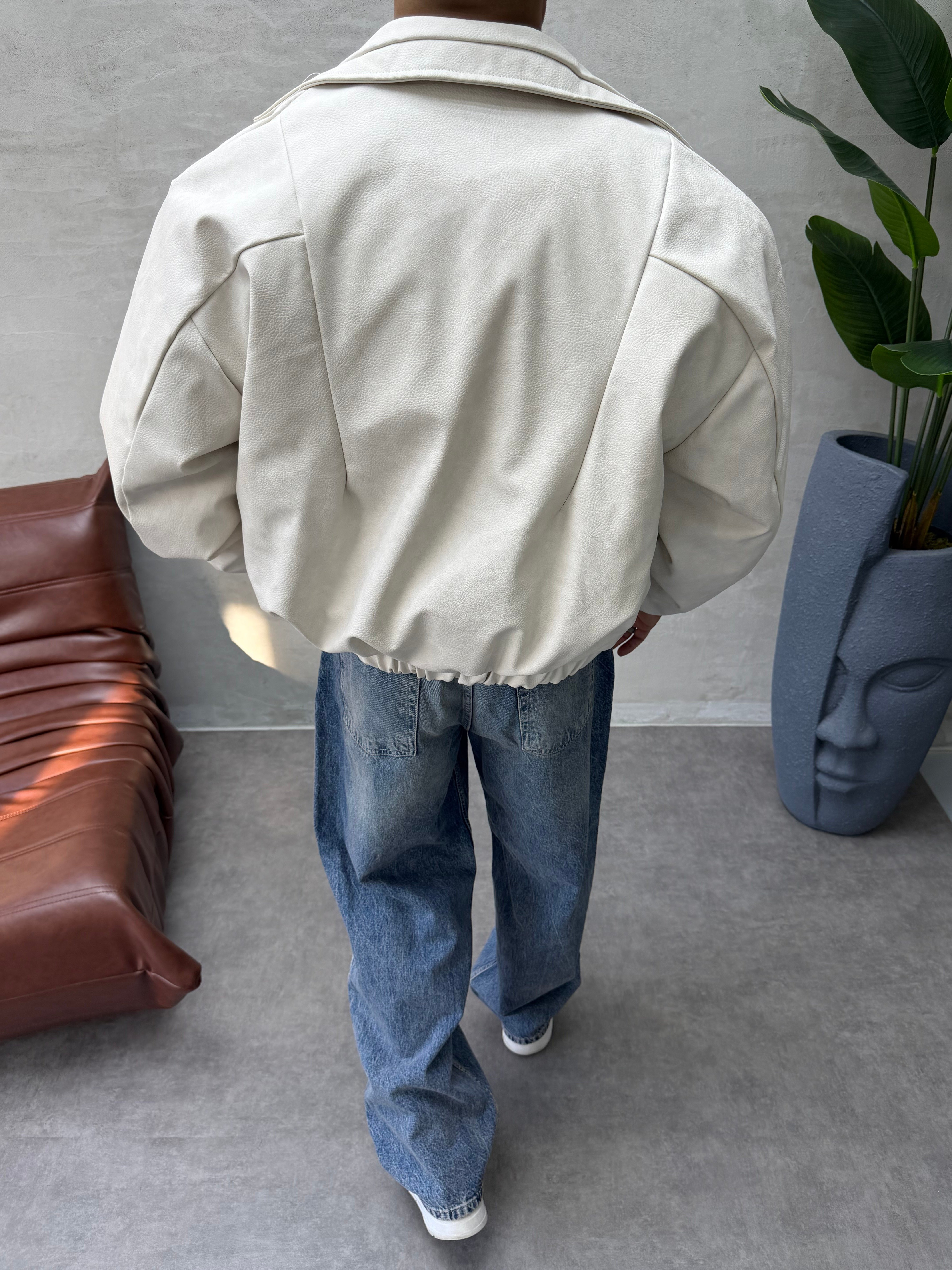 PREMIUM ZIMBA DETAYLI OVERSIZE BOMBER MONT EKRU