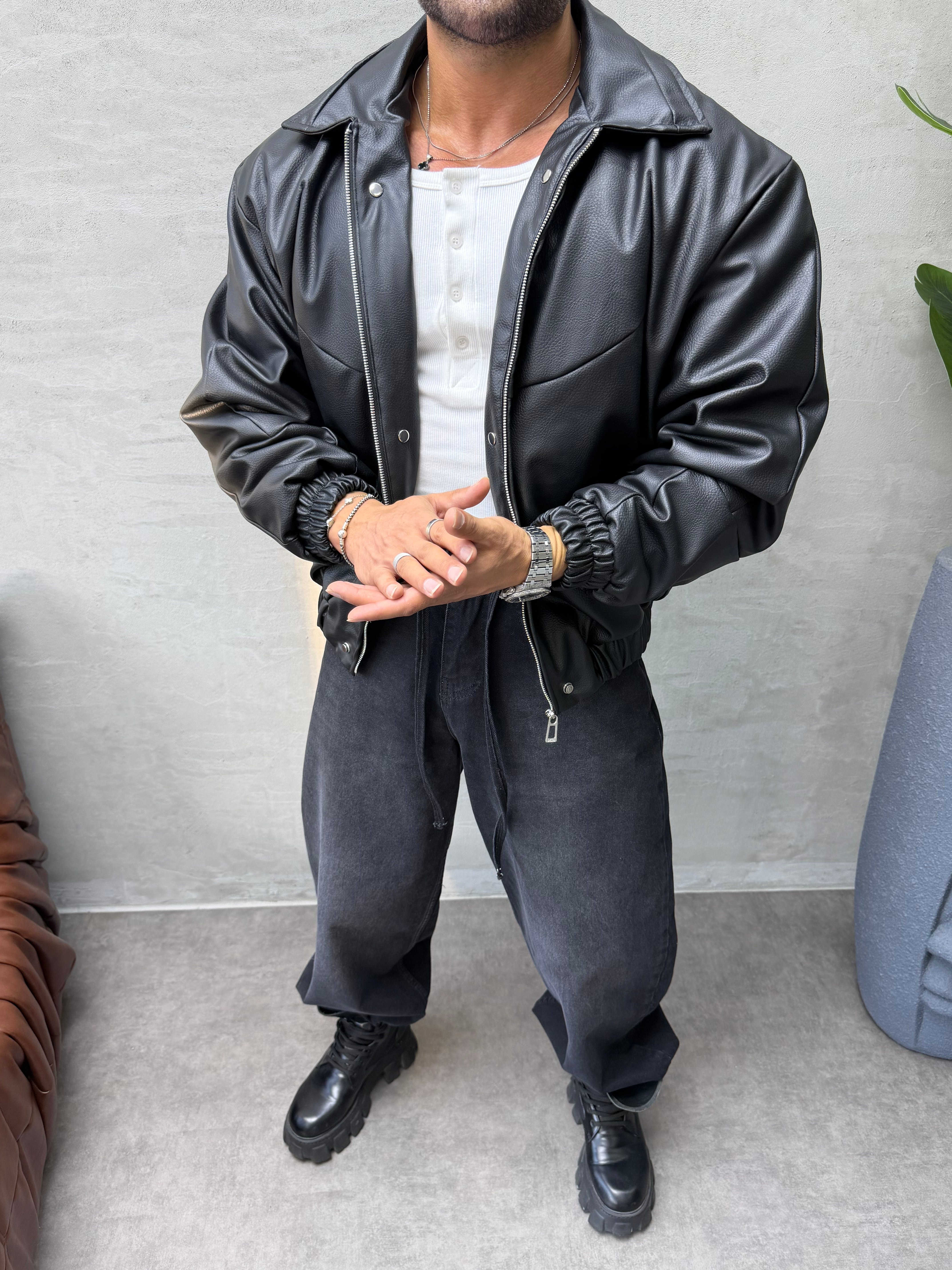 PREMIUM ZIMBA DETAYLI OVERSIZE BOMBER MONT SİYAH