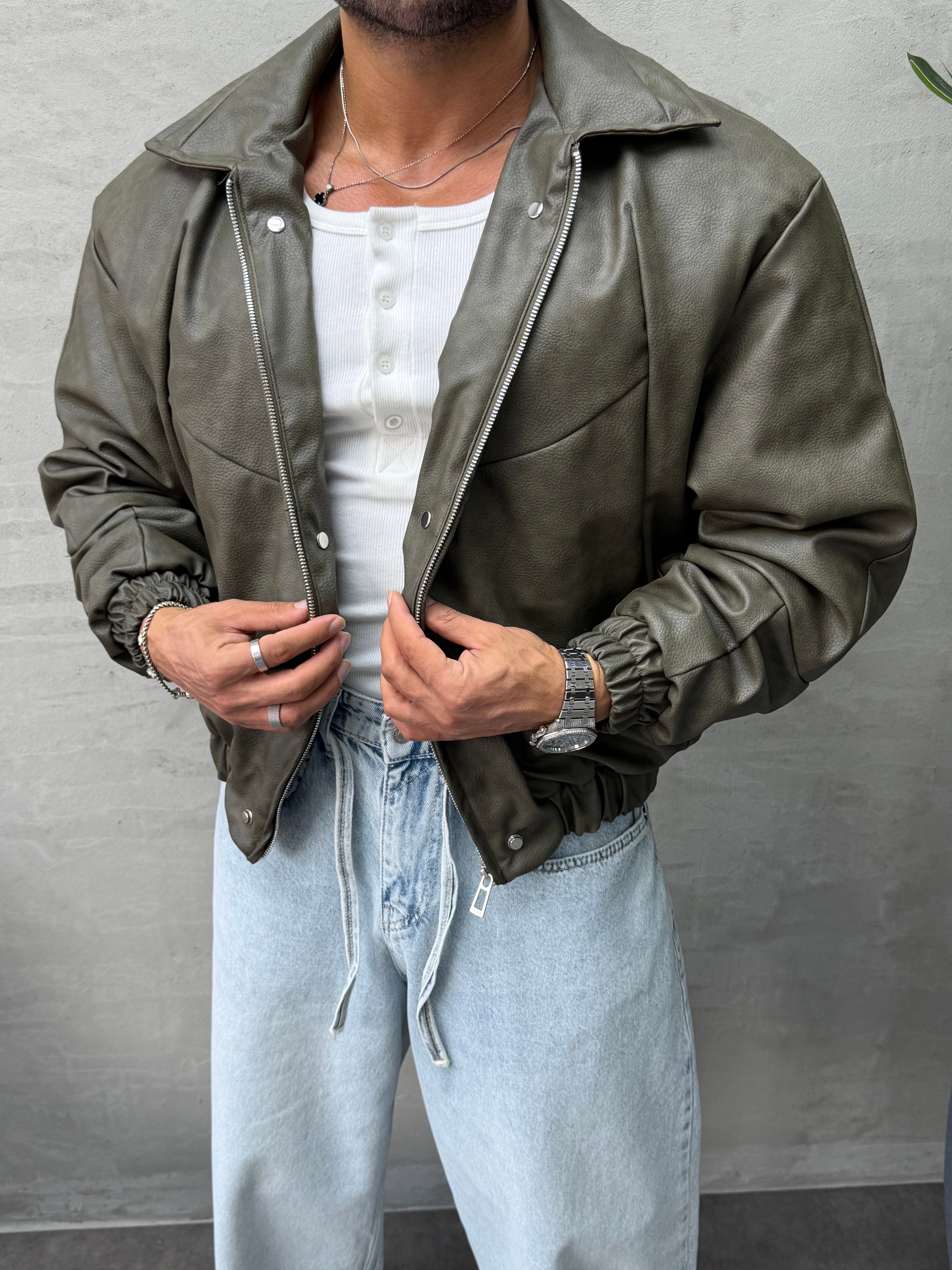 PREMIUM ZIMBA DETAYLI OVERSIZE BOMBER MONT HAKİ