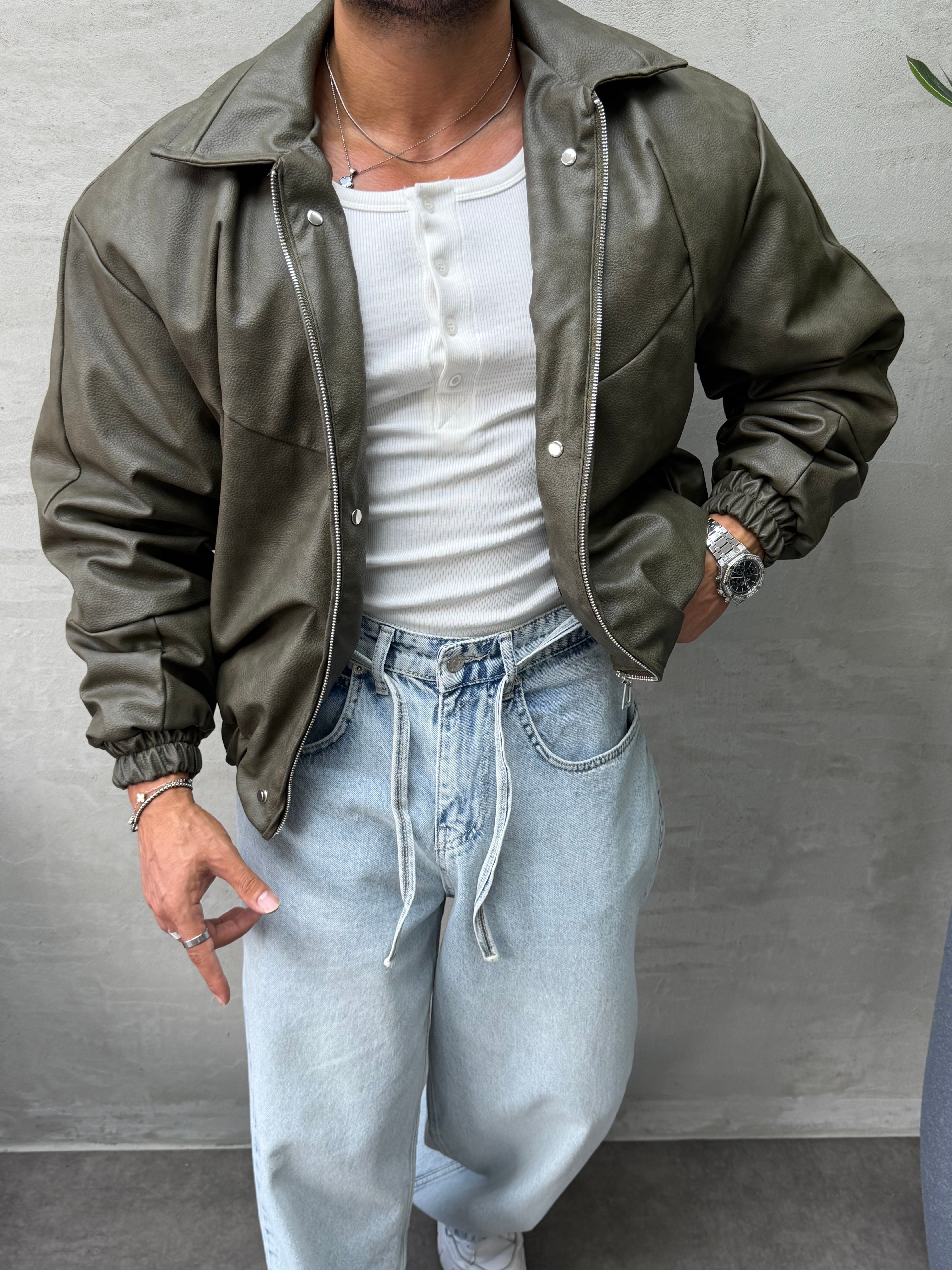 PREMIUM ZIMBA DETAYLI OVERSIZE BOMBER MONT HAKİ