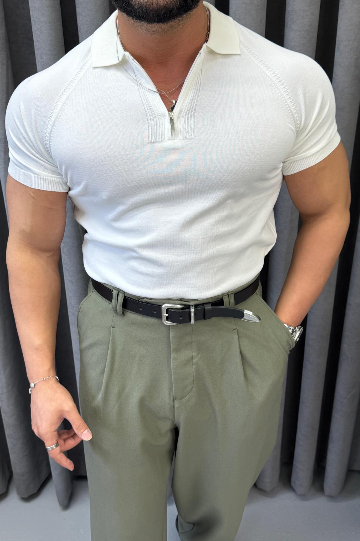 REGLAN KOL FERMUARLI TRİKO BEJ