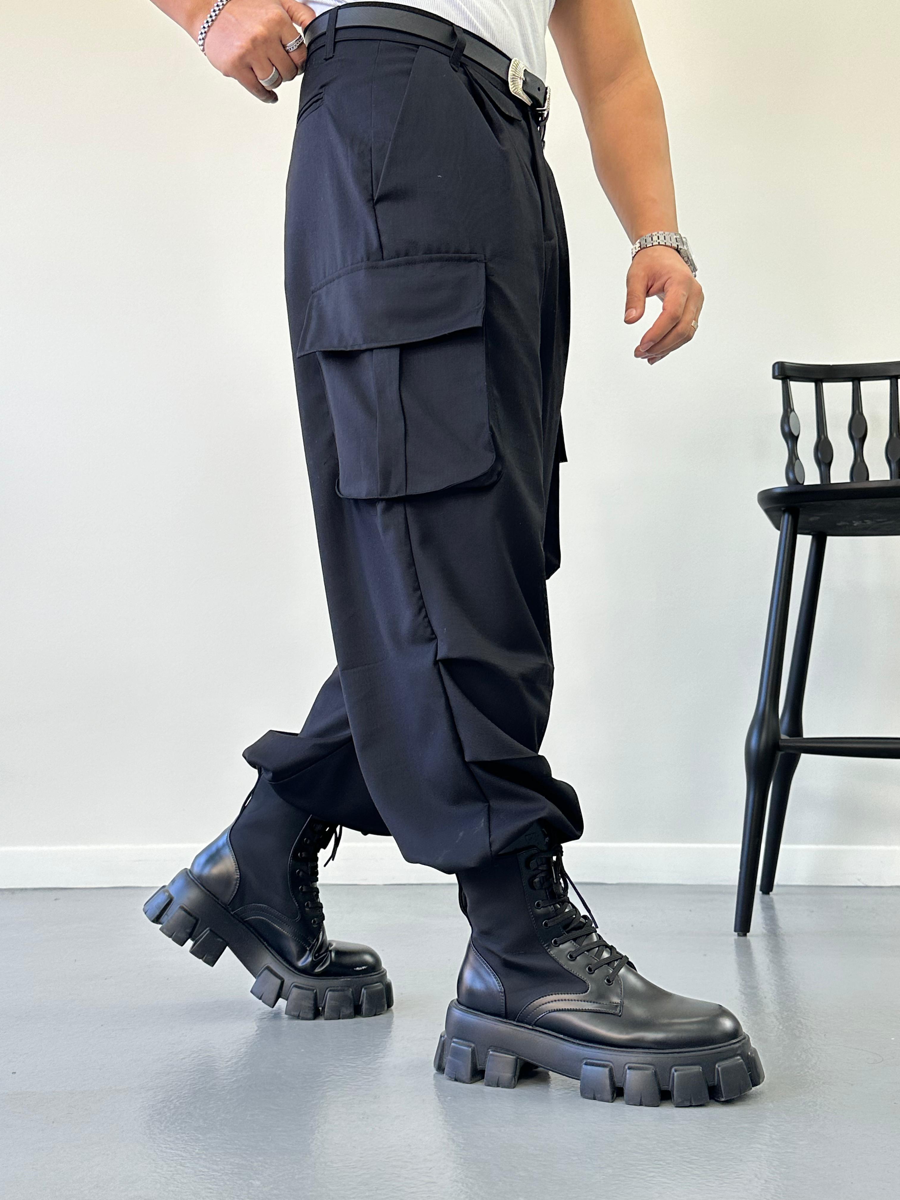 Siyah Baggy Kargo Pantolon