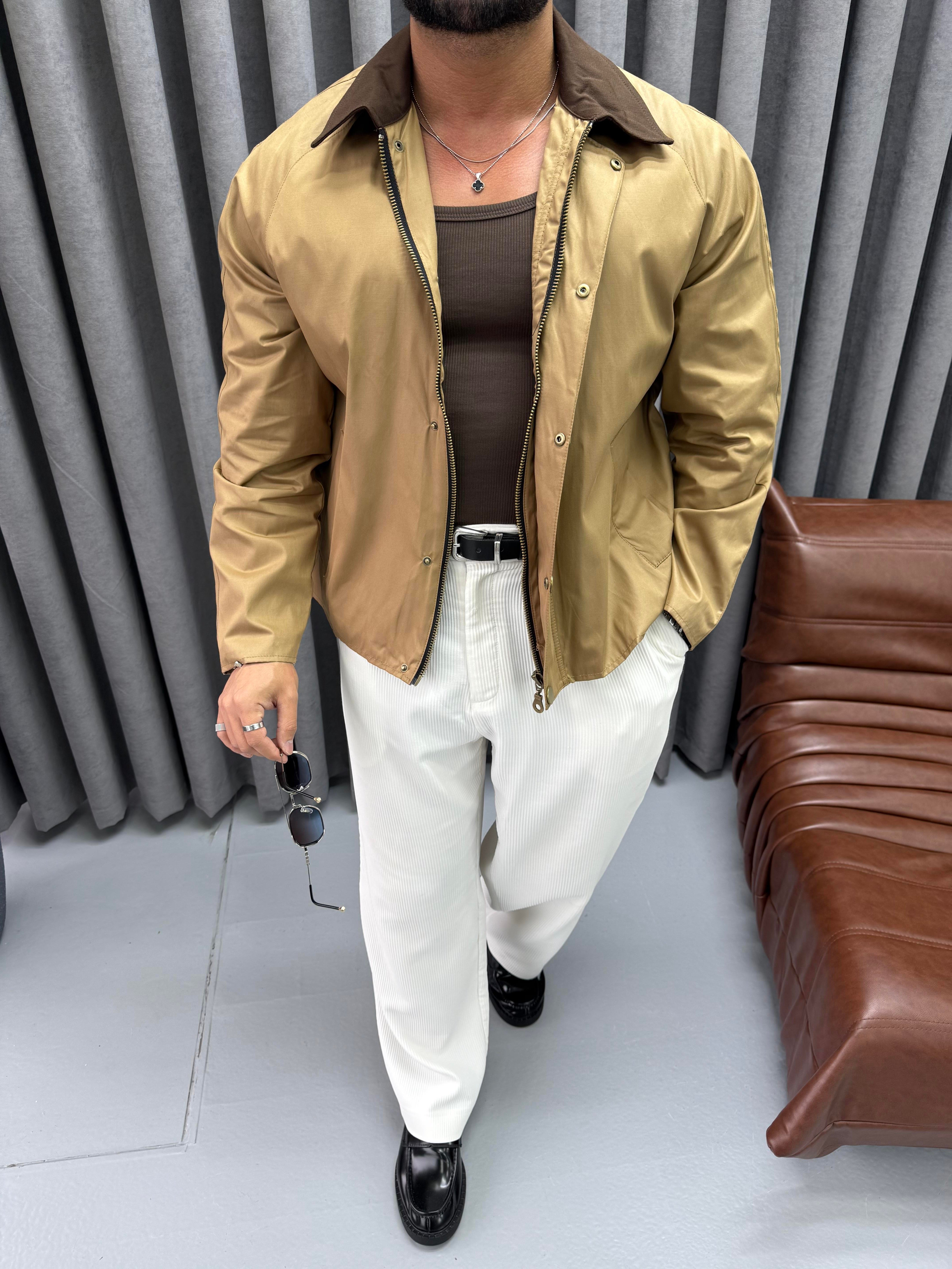 YAKA DETAYLI OVERSİZE CEKET TABA